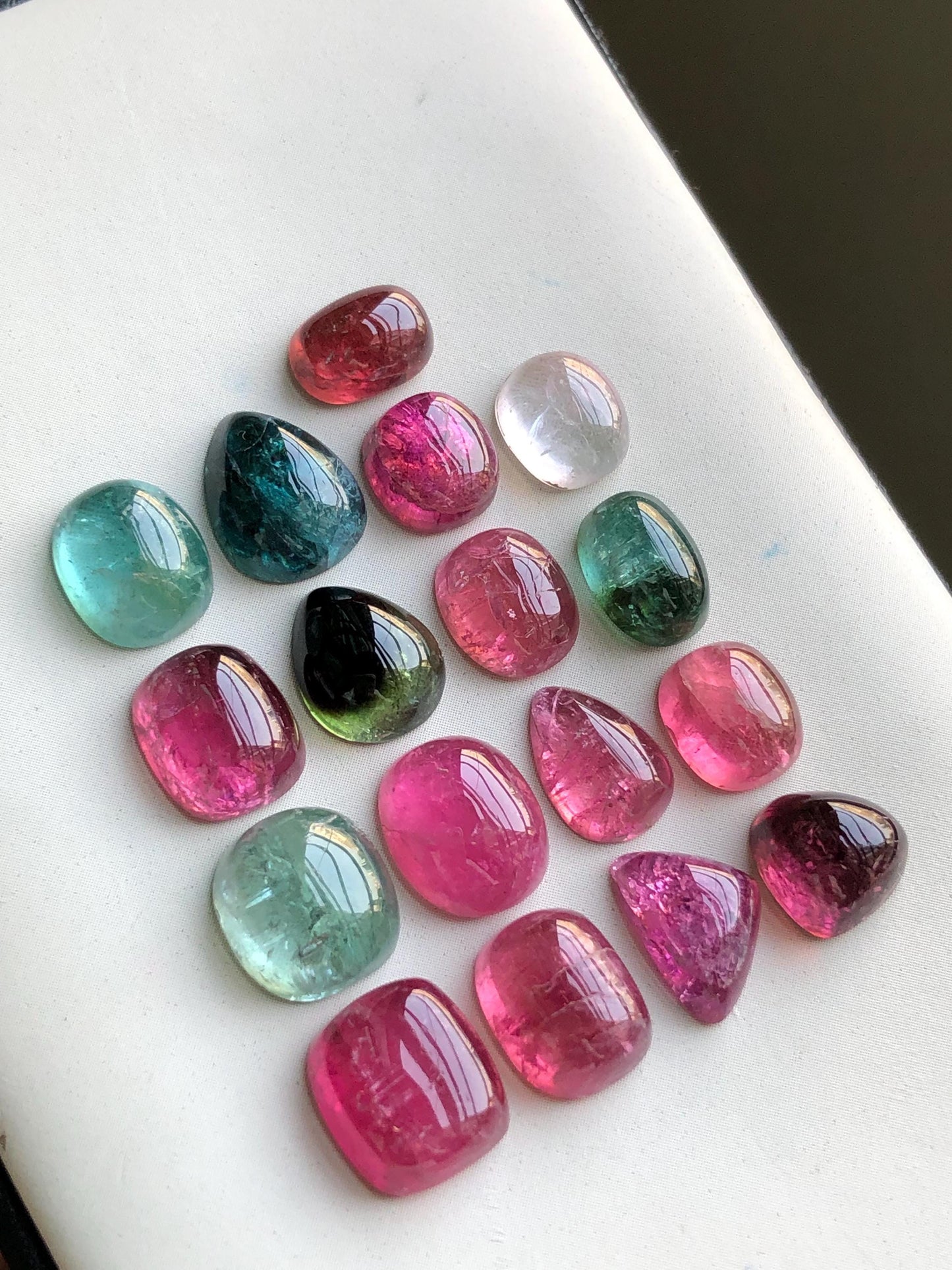 Multi colours tourmaline cabochons lot origin Afghanistan kunar mines 43.80 carats