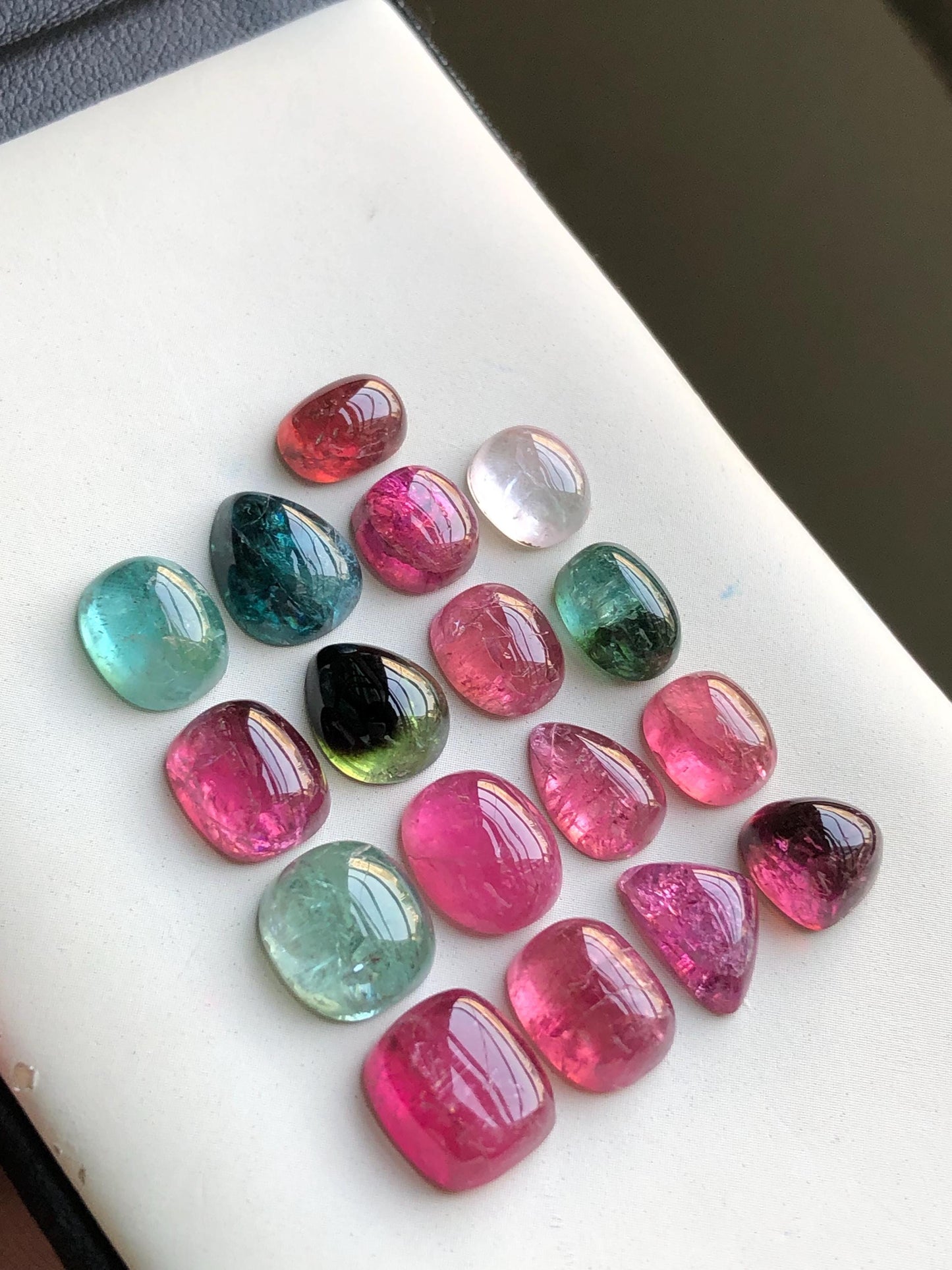 Multi colours tourmaline cabochons lot origin Afghanistan kunar mines 43.80 carats