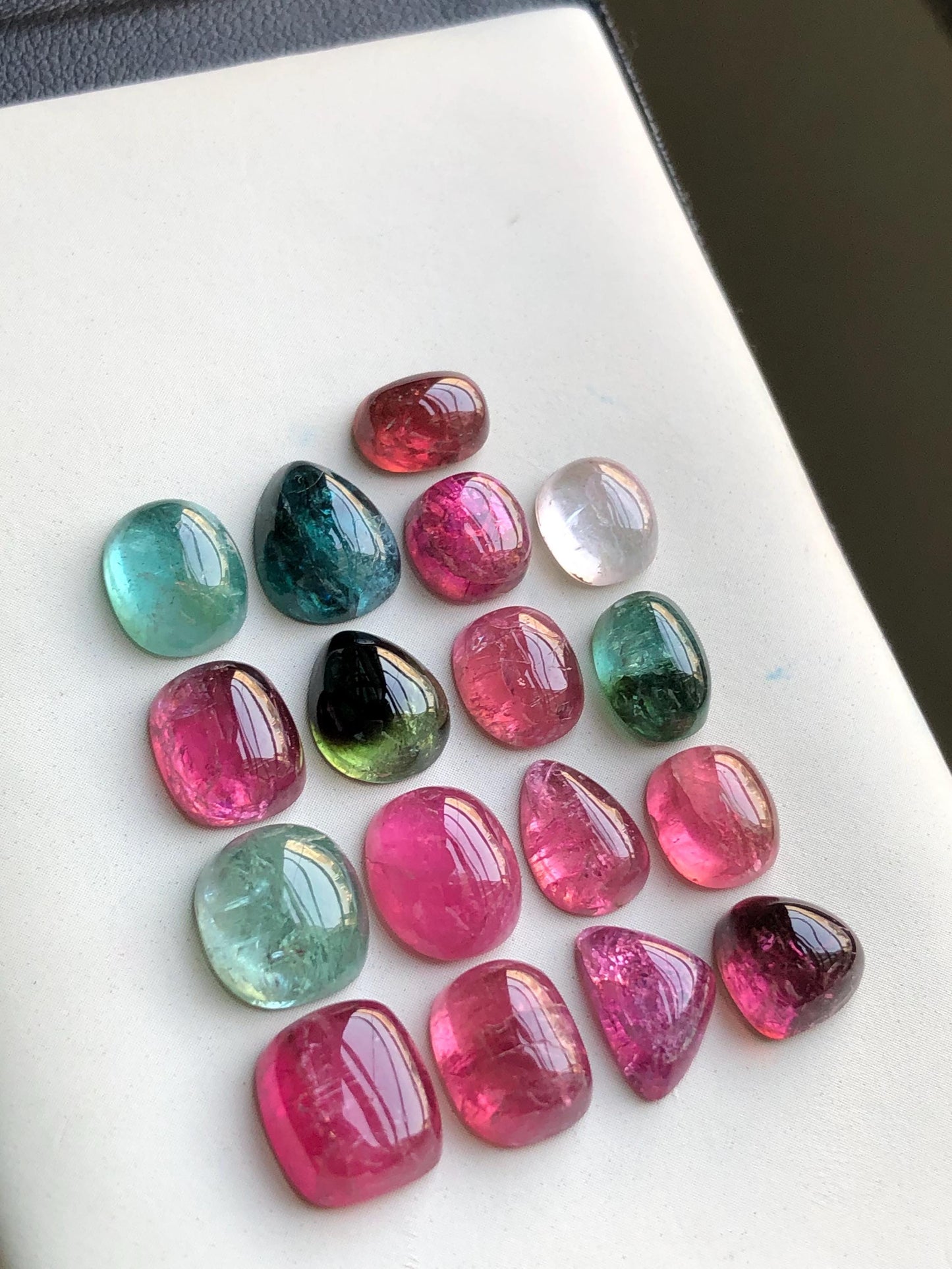 Multi colours tourmaline cabochons lot origin Afghanistan kunar mines 43.80 carats