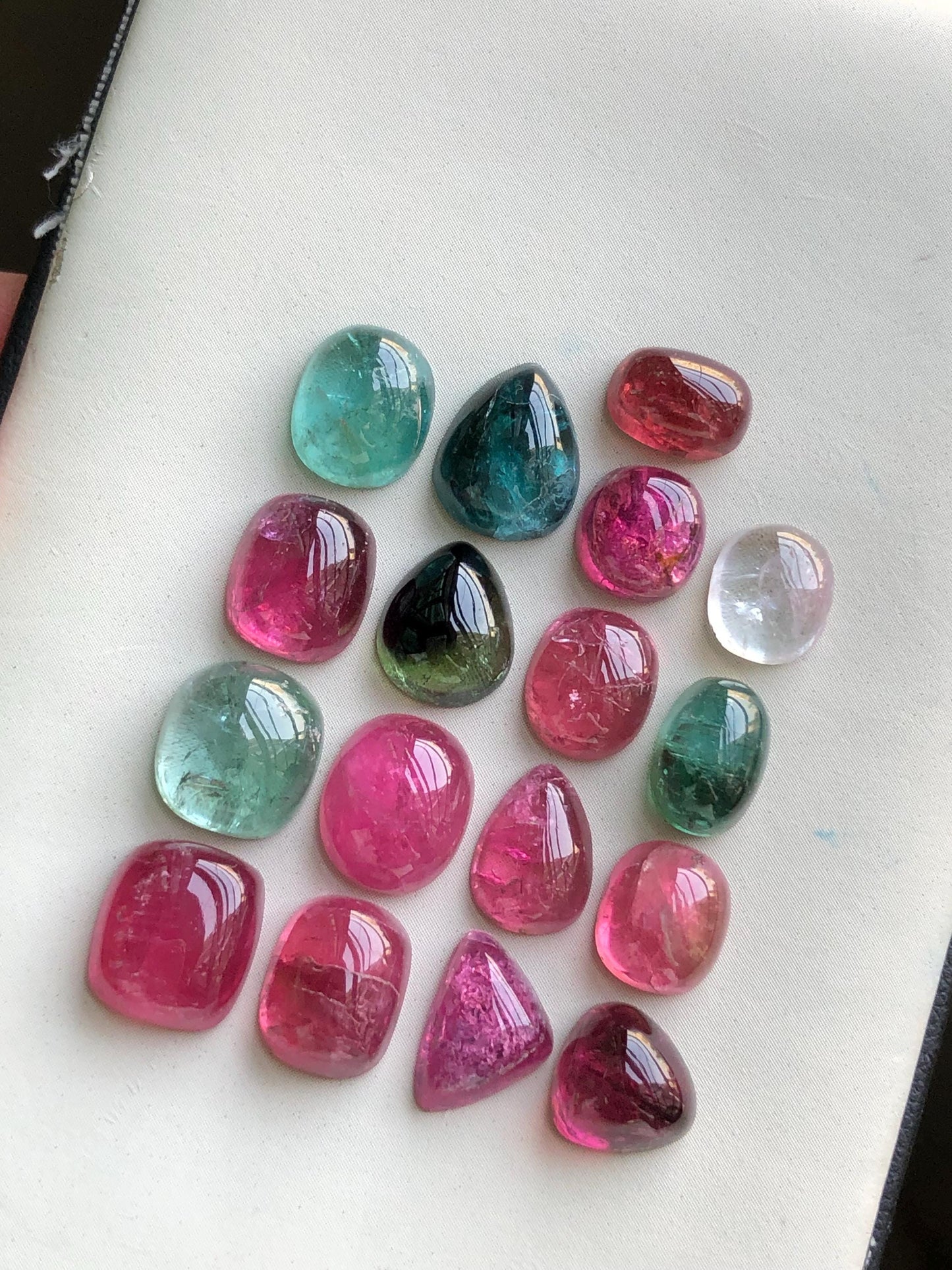 Multi colours tourmaline cabochons lot origin Afghanistan kunar mines 43.80 carats