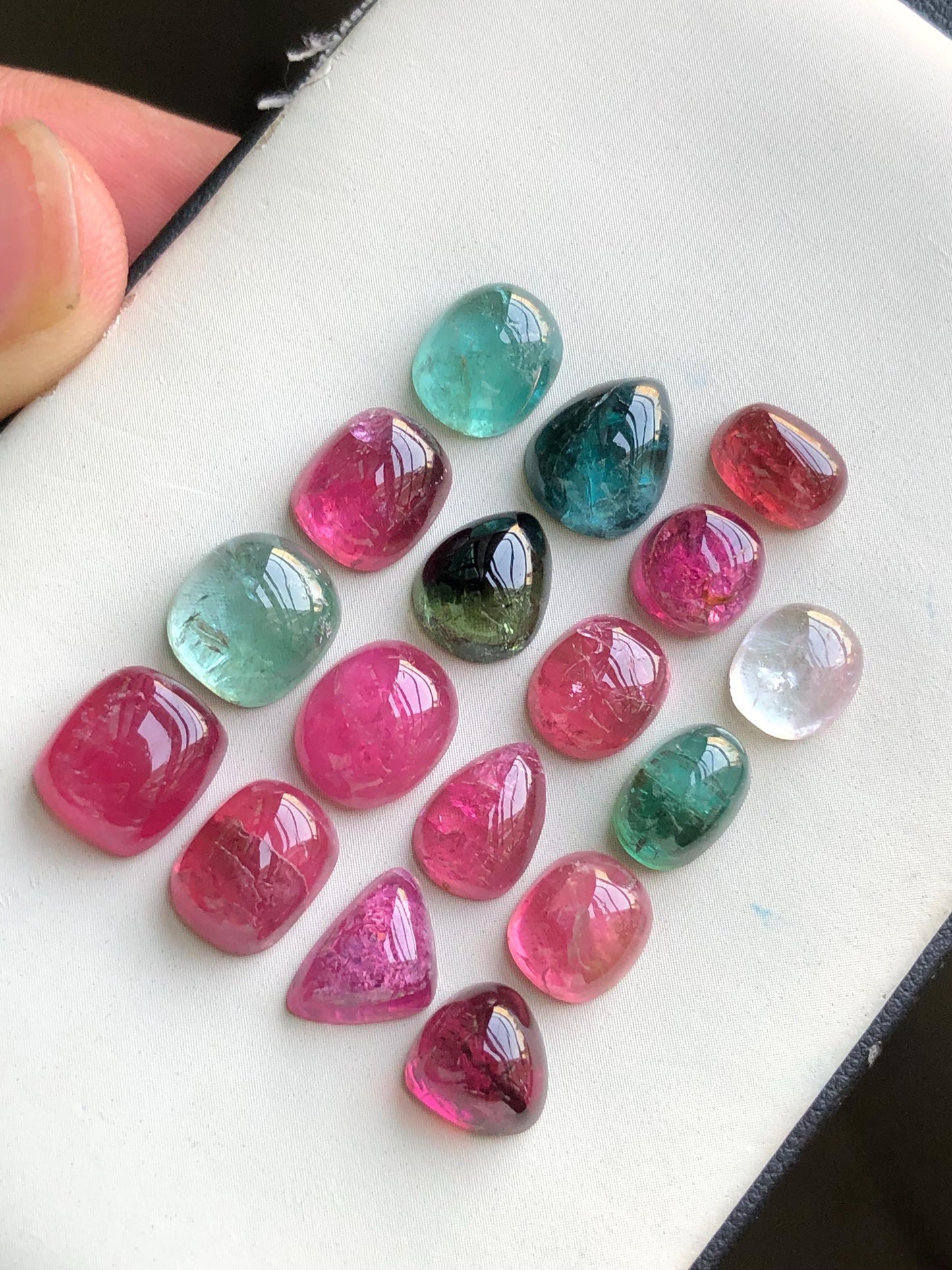 Multi colours tourmaline cabochons lot origin Afghanistan kunar mines 43.80 carats