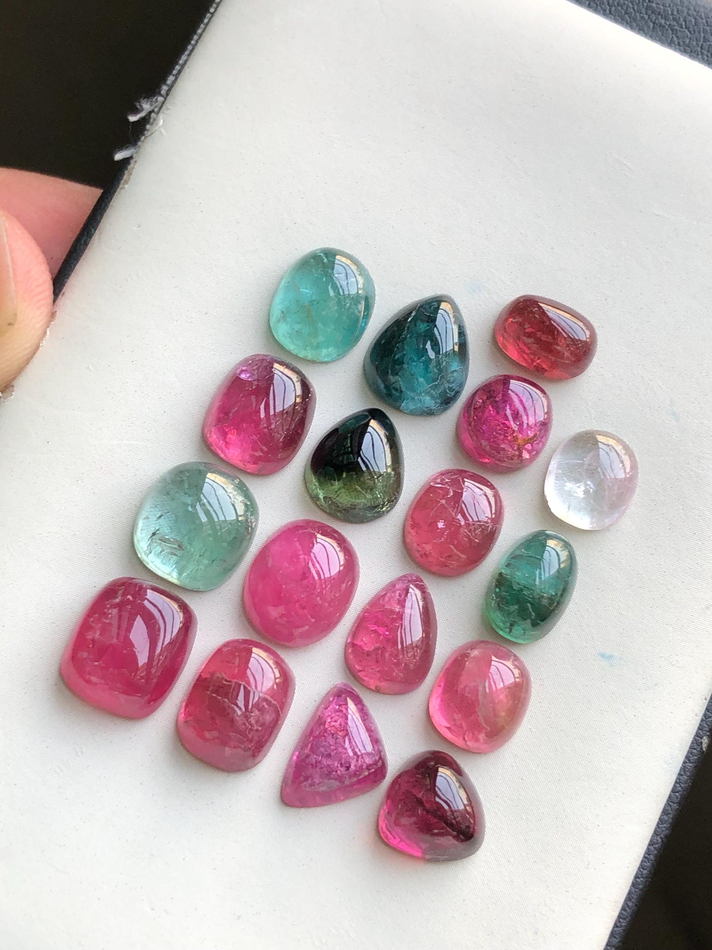 Multi colours tourmaline cabochons lot origin Afghanistan kunar mines 43.80 carats