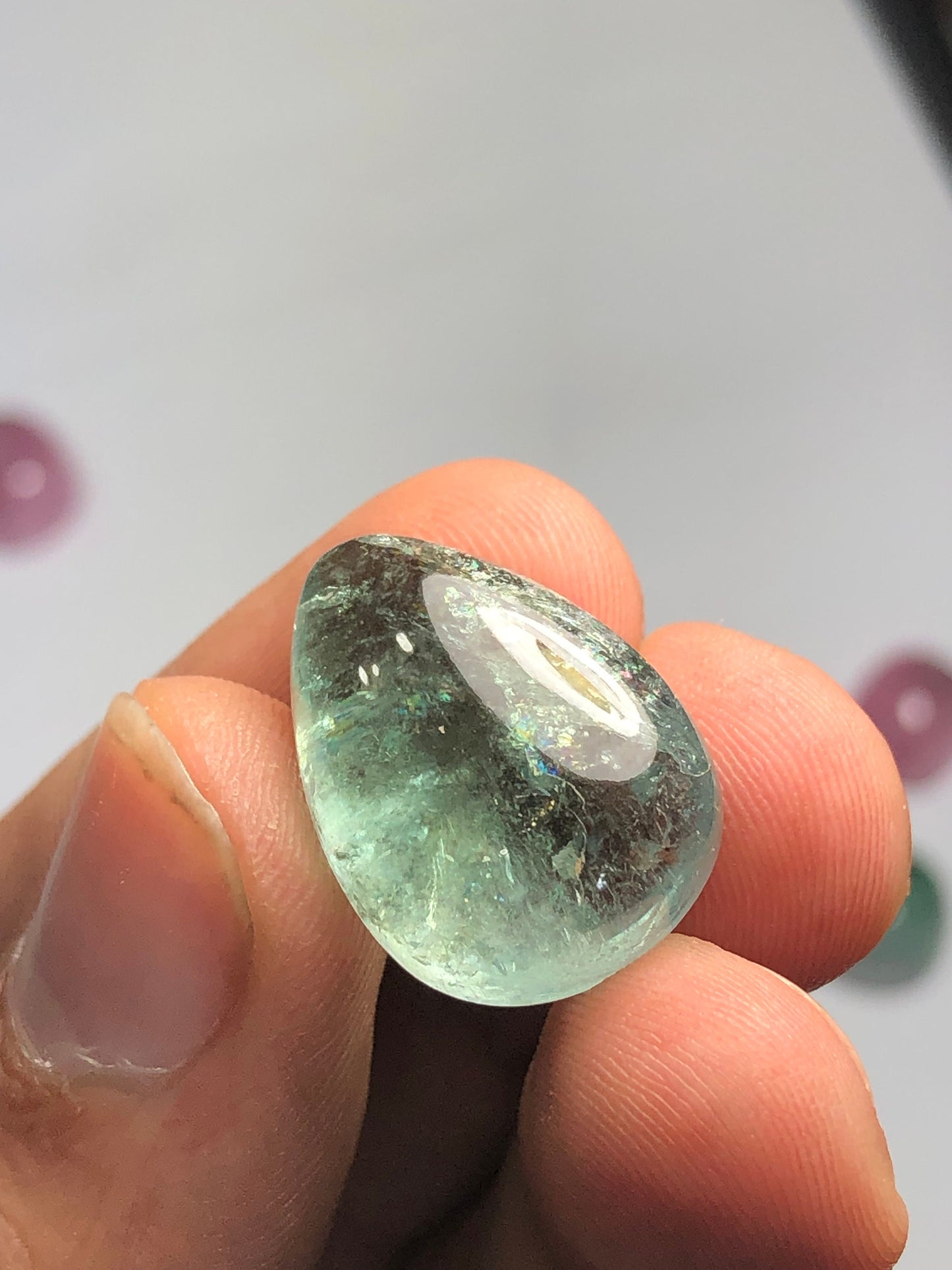 23.80 carat sea foam tourmaline cabochon flat back dimension:21*15*9mm