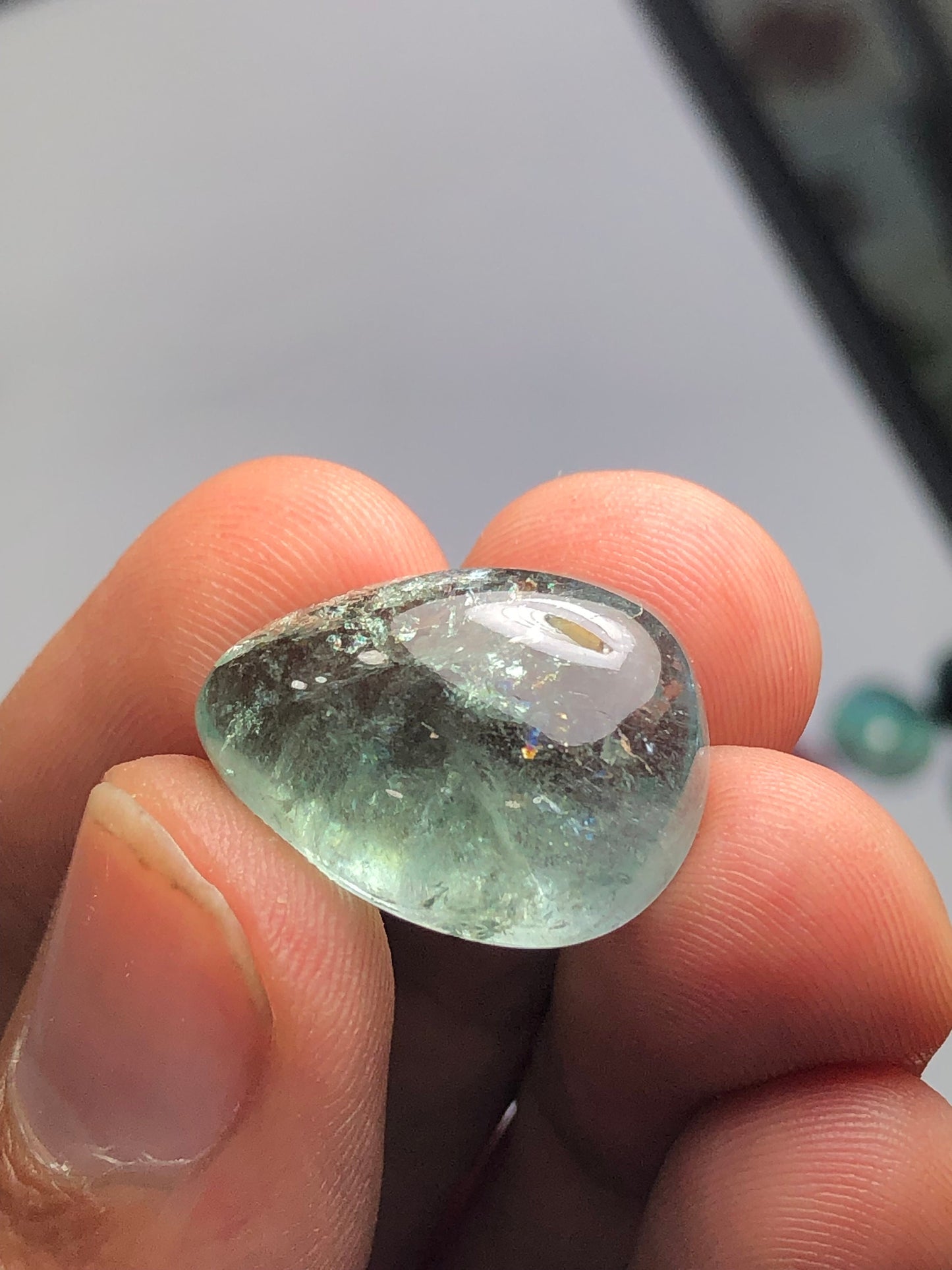 23.80 carat sea foam tourmaline cabochon flat back dimension:21*15*9mm