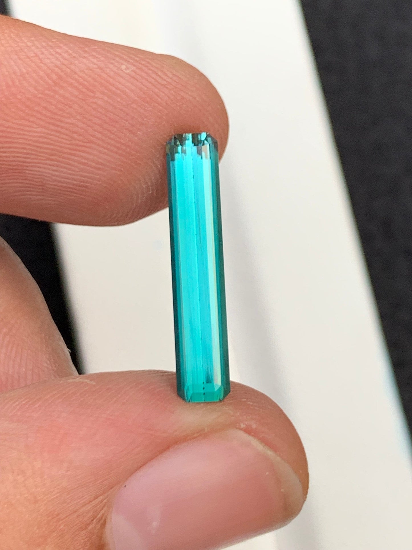 2.75 carat neon blue tourmaline origin Afghanistan dimension:20*3.9*3.3mm