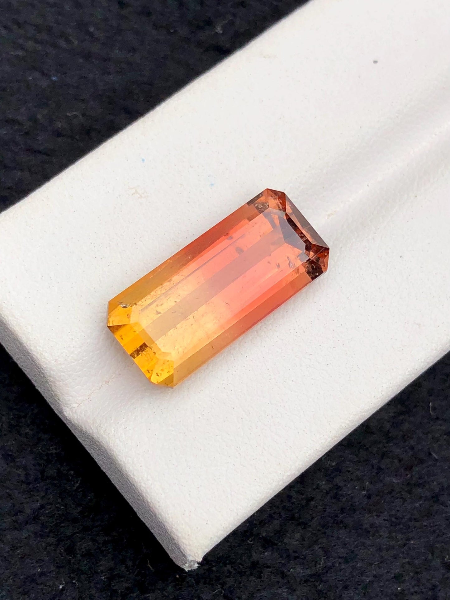 11.40 ct faceted unique bi colour tourmaline dimension:20*9*7mm