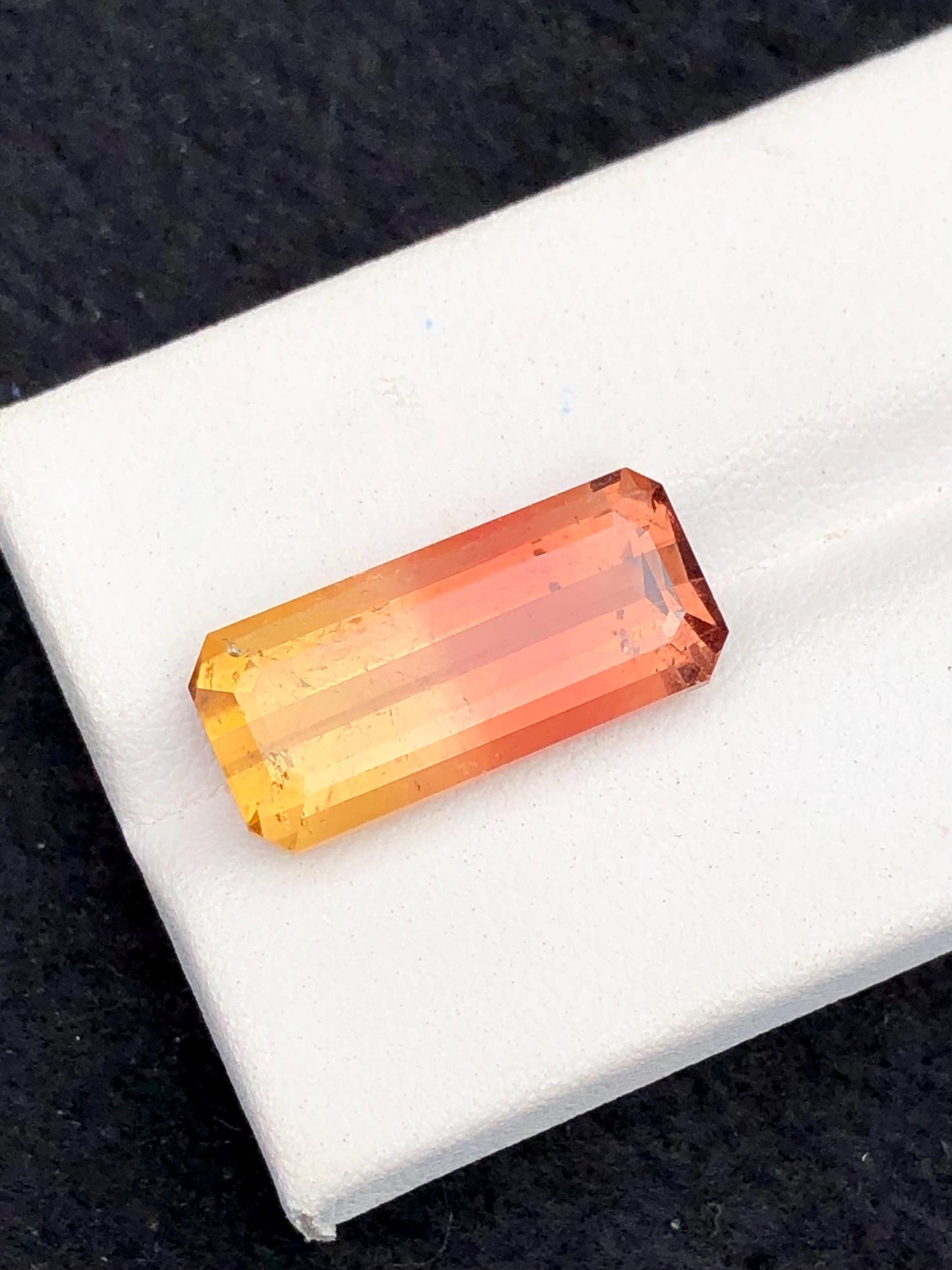 11.40 ct faceted unique bi colour tourmaline dimension:20*9*7mm