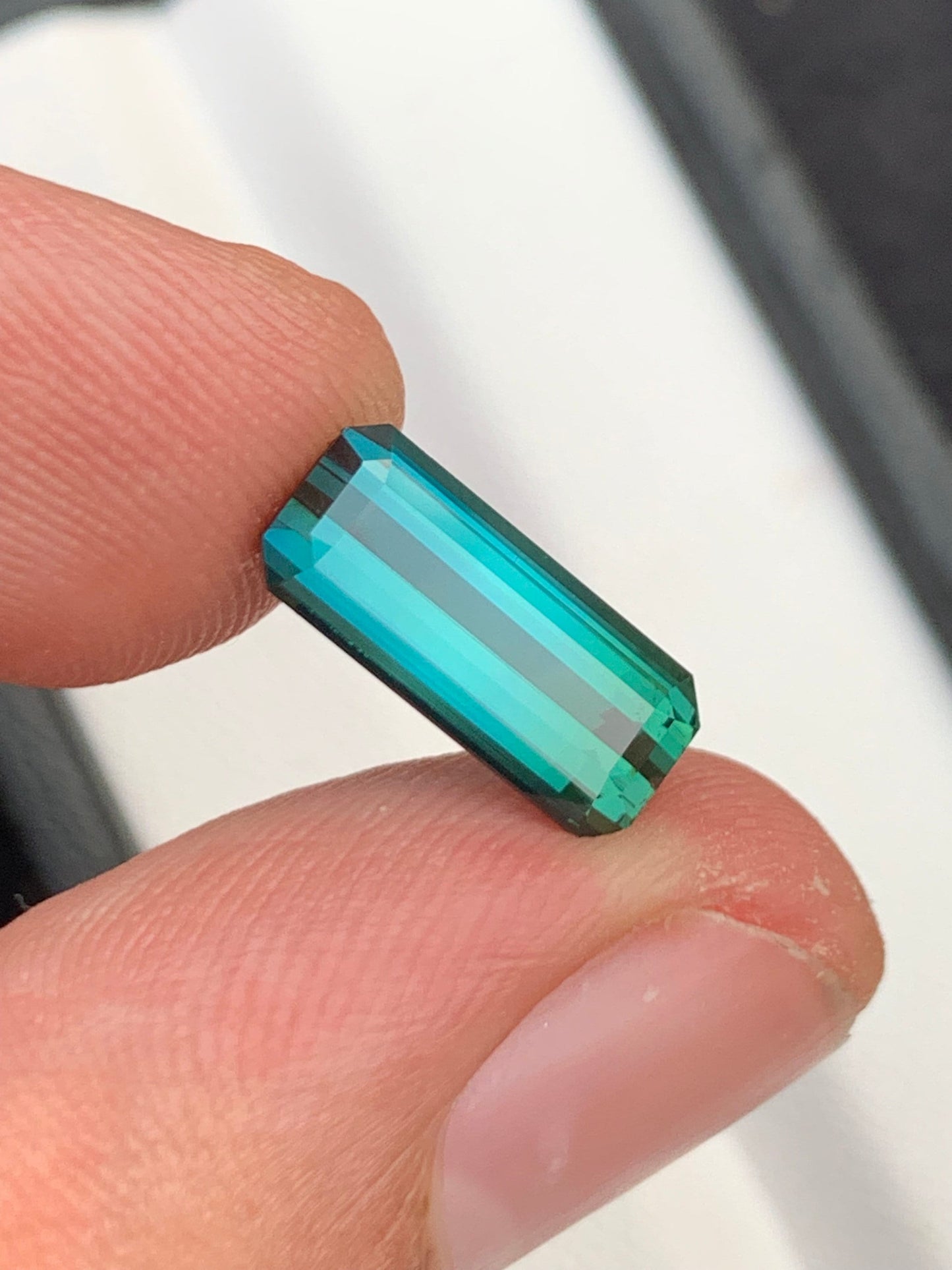 3.30 ct faceted blue green tourmaline dimension:13*6*5mm