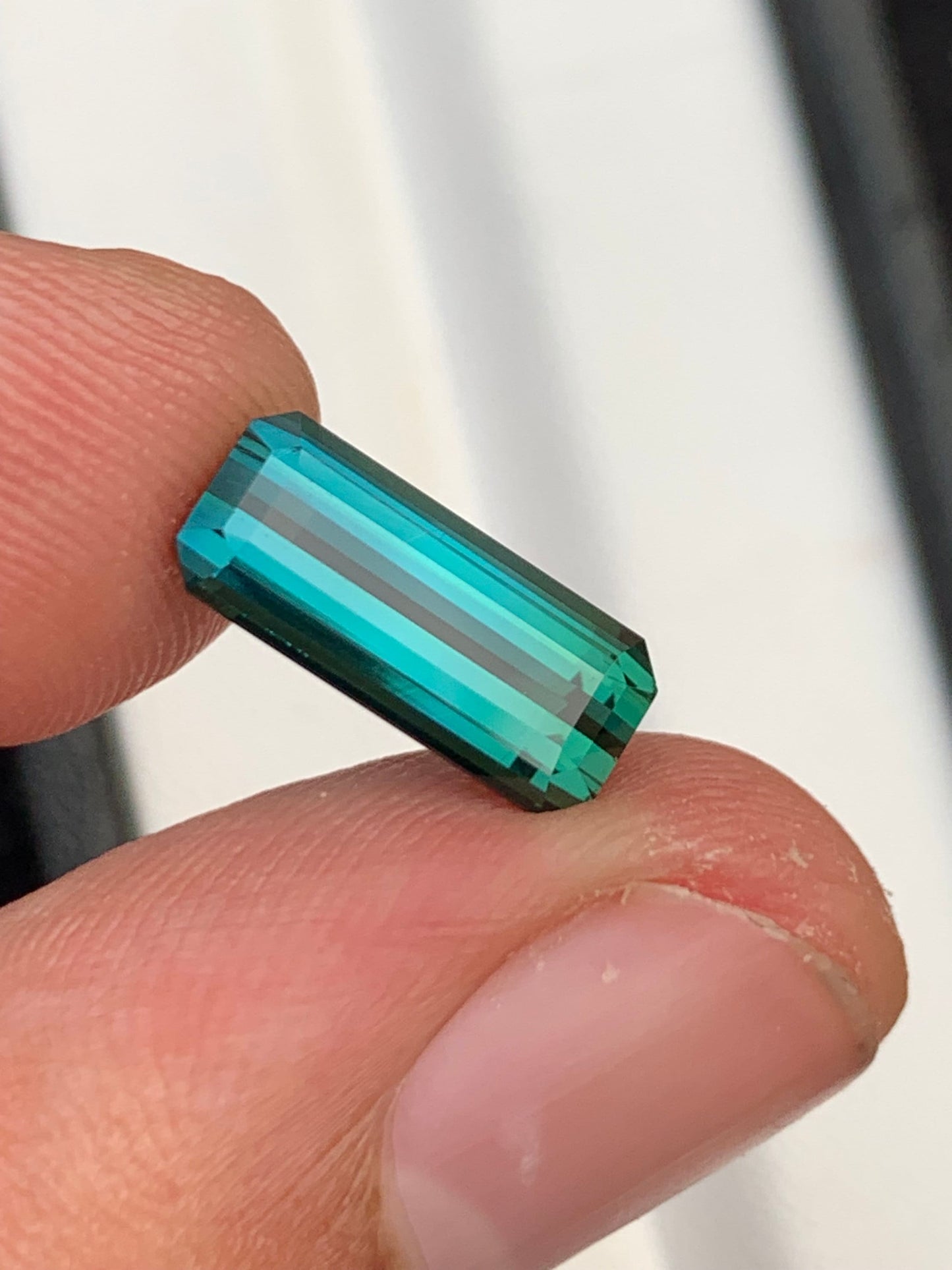 3.30 ct faceted blue green tourmaline dimension:13*6*5mm