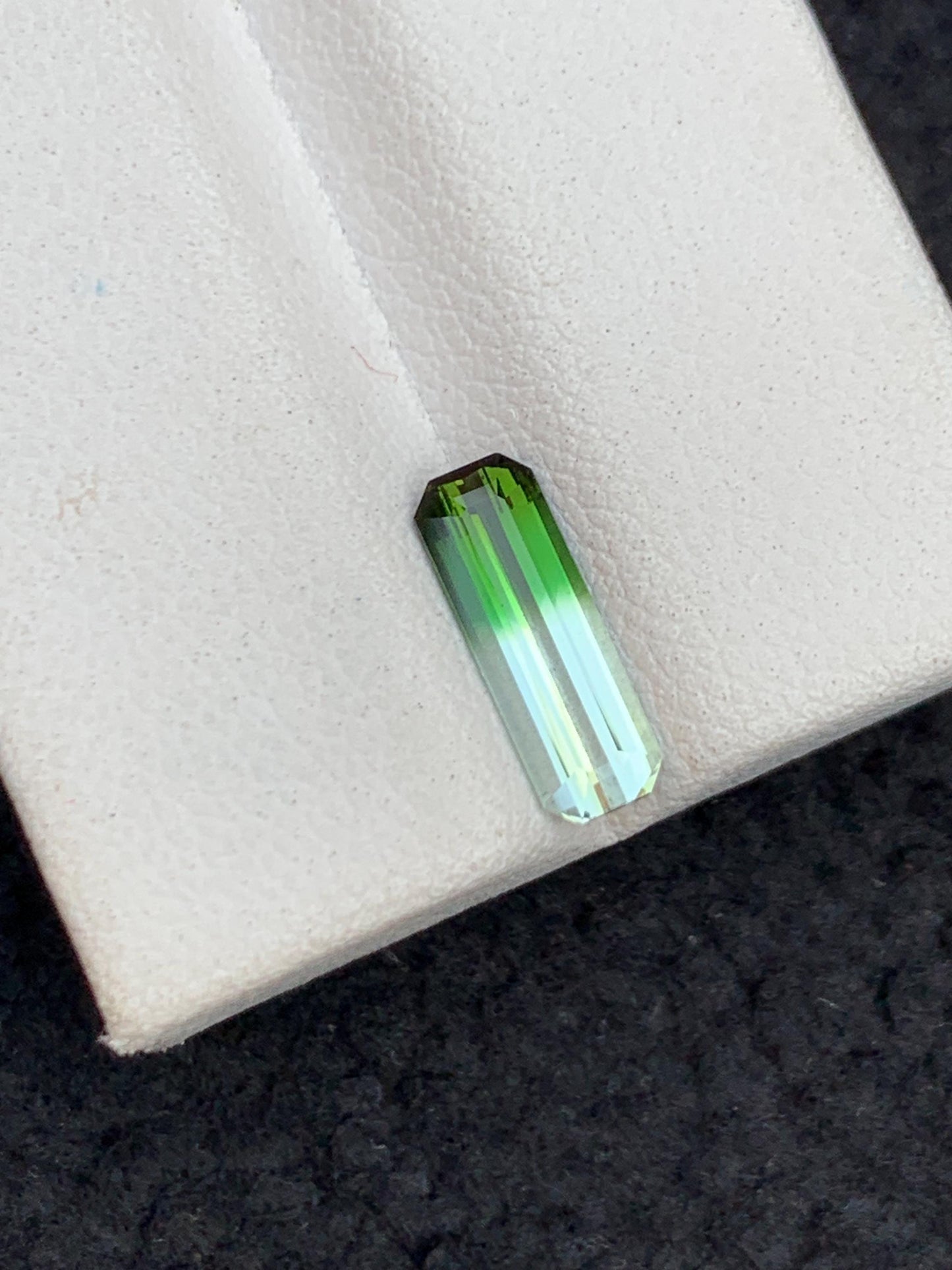 1.30 ct faceted unique bi colour tourmaline dimension:12*4*3mm