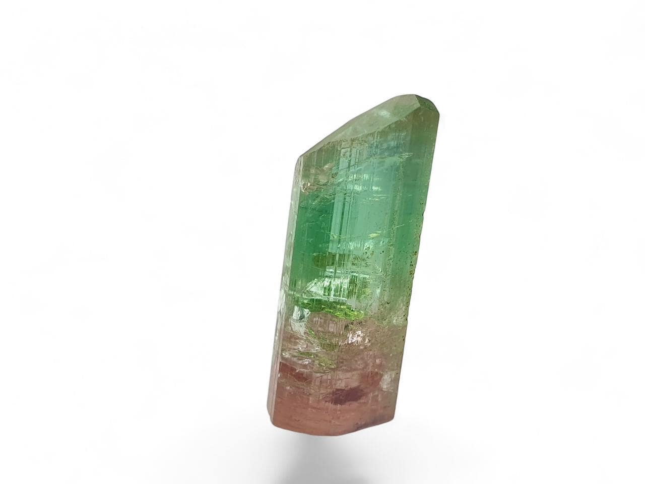 50 carats unique bi colour terminated tourmaline crystal