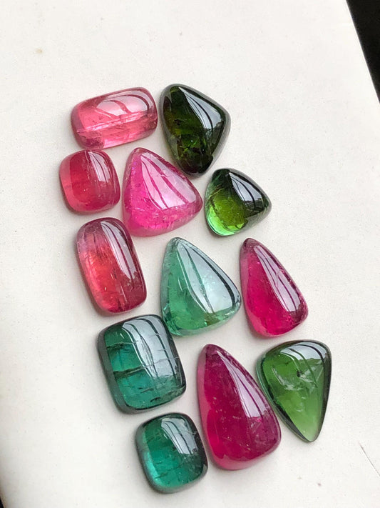 Multi colours tourmaline cabochons lot 37 carats