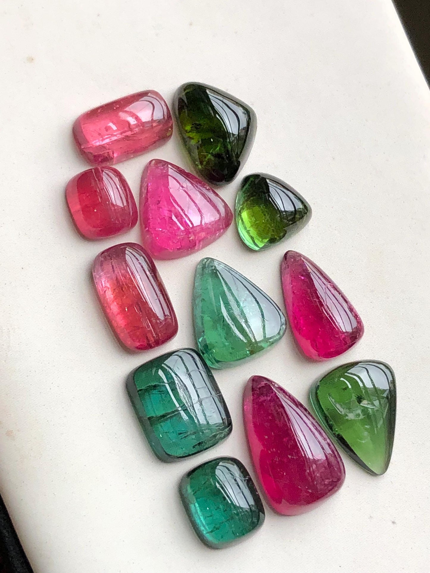 Multi colours tourmaline cabochons lot 37 carats