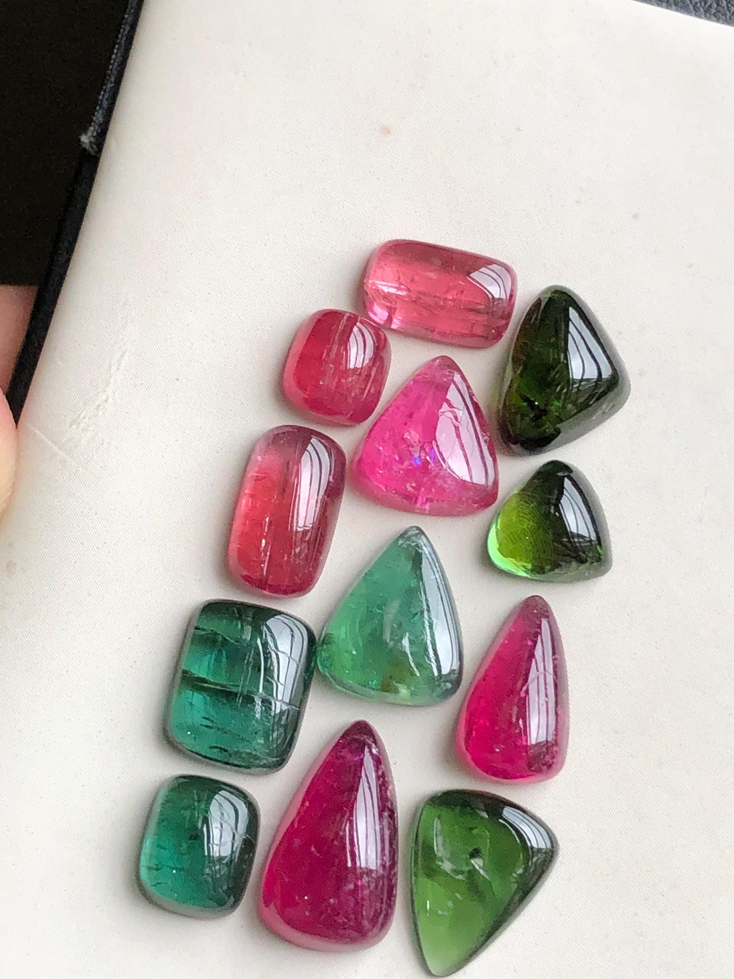 Multi colours tourmaline cabochons lot 37 carats