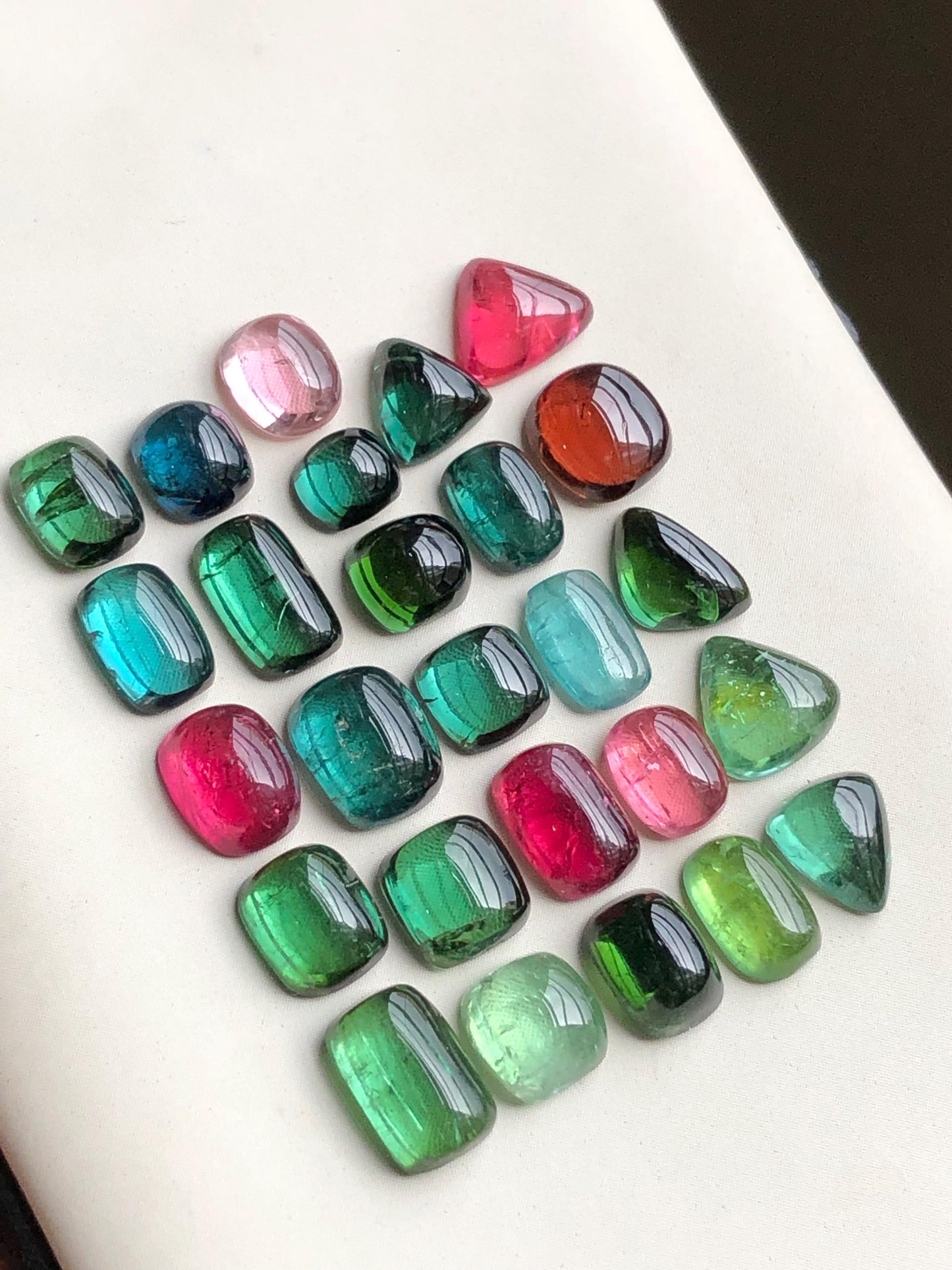 Multi colours tourmaline cabochons lot 32.60 carats