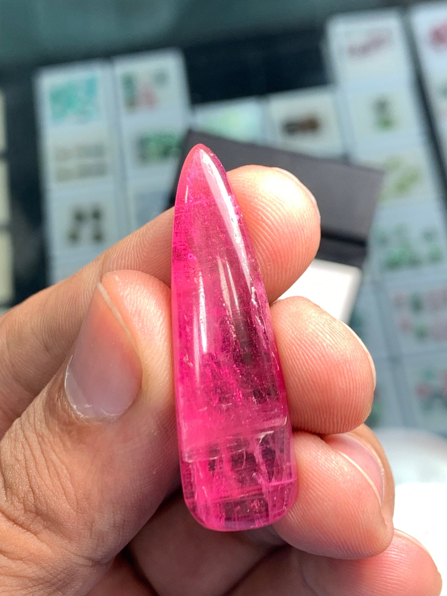 26 ct hot pink tourmaline cabochon dimension:42*12*5mm