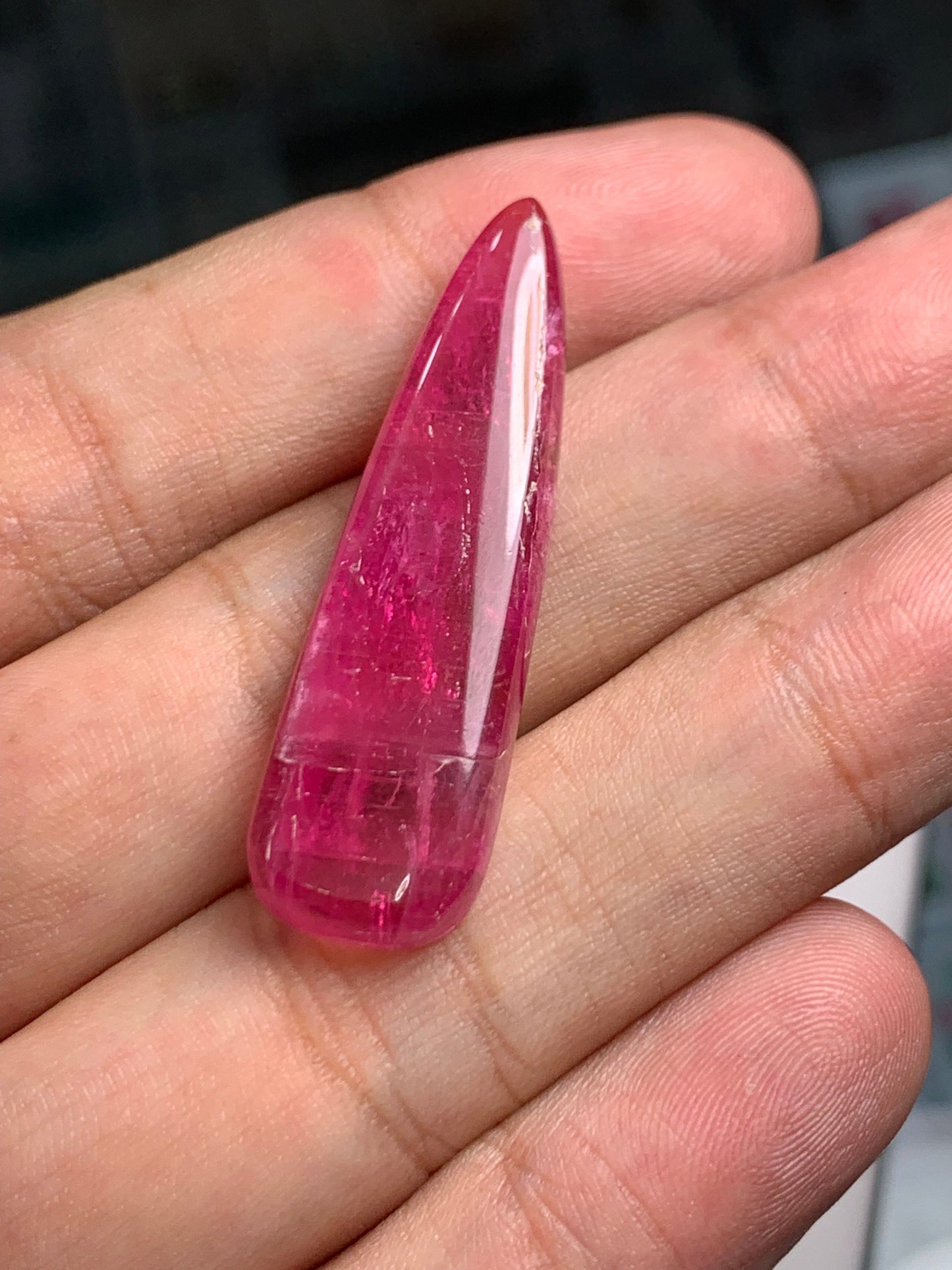 26 ct hot pink tourmaline cabochon dimension:42*12*5mm