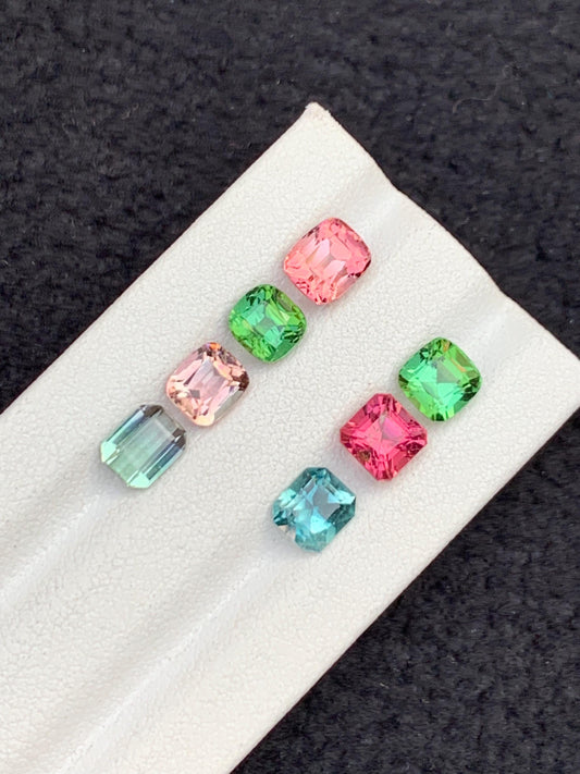 8.40 ct faceted multi colours tourmalines dimension:5.5*5*4mm to 7*5*5mm