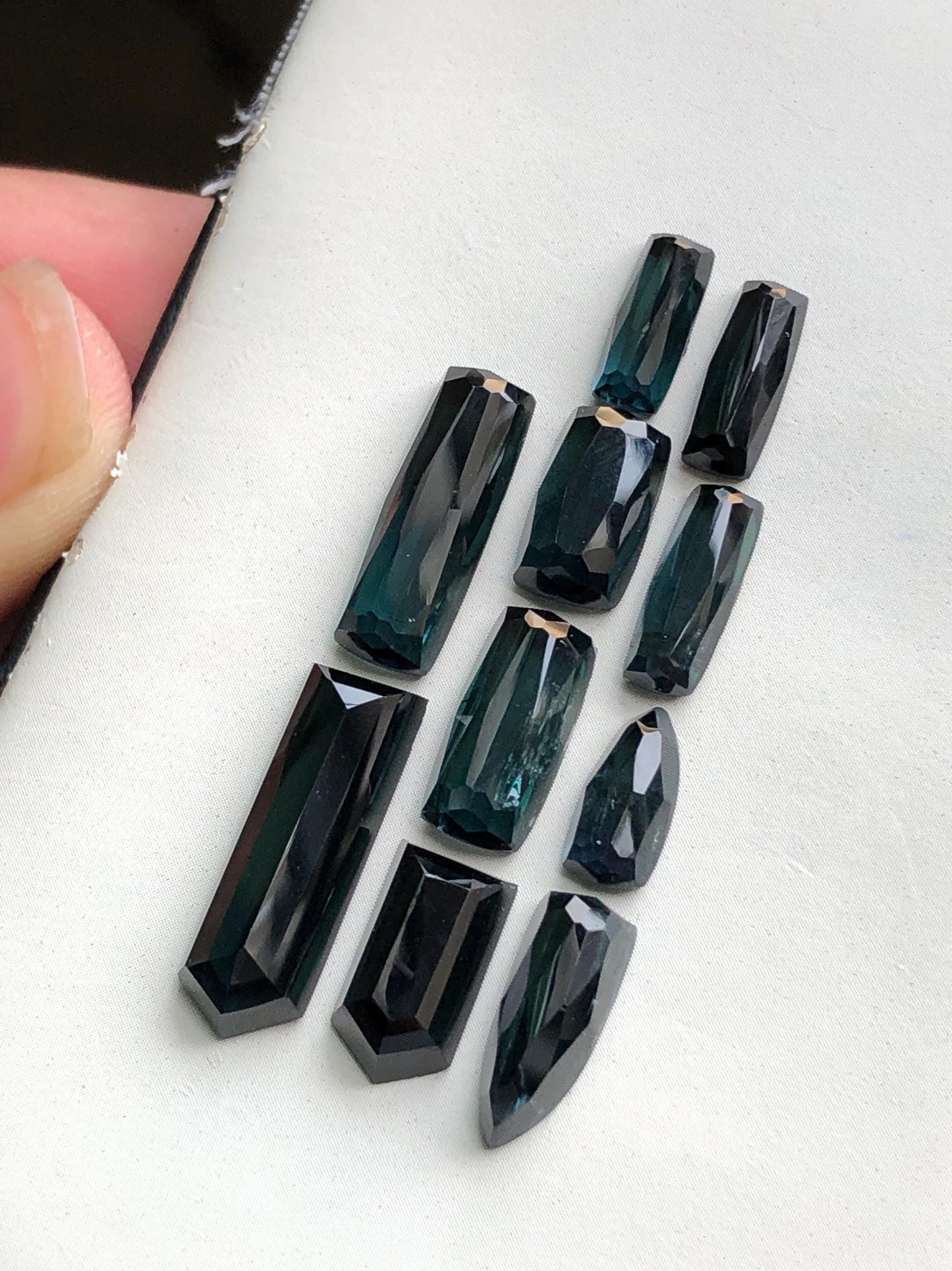 Dark blue tourmaline rose cuts lot 30 carats