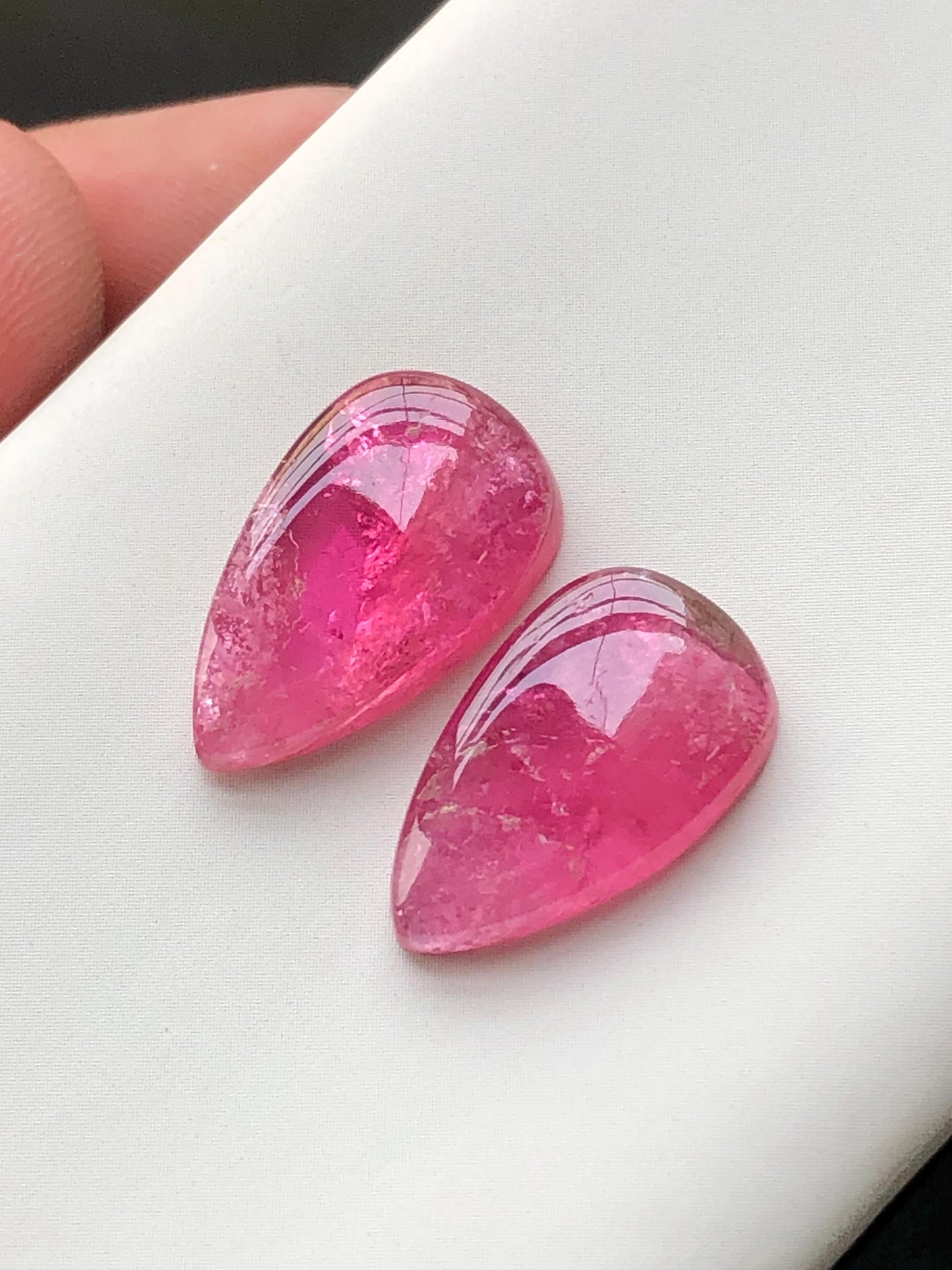 15.90 carats pink tourmaline pair cabochon