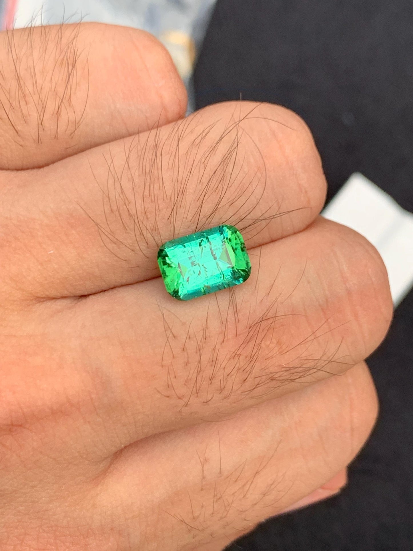 4 ct faceted bluish green tourmaline dimension:11*8*6mm