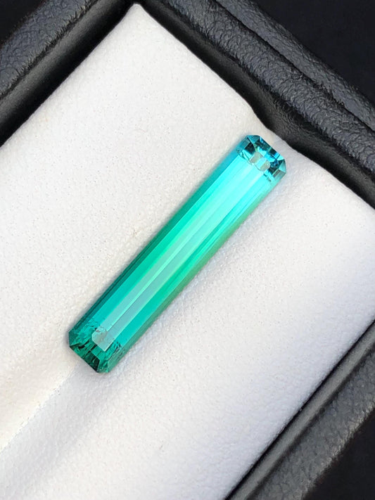 4.30 ct faceted Blue green tourmaline dimension:24*5*4mm