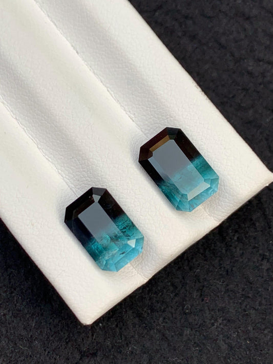 9 ct faceted bi colour tourmaline pair dimension:11*7*6mm