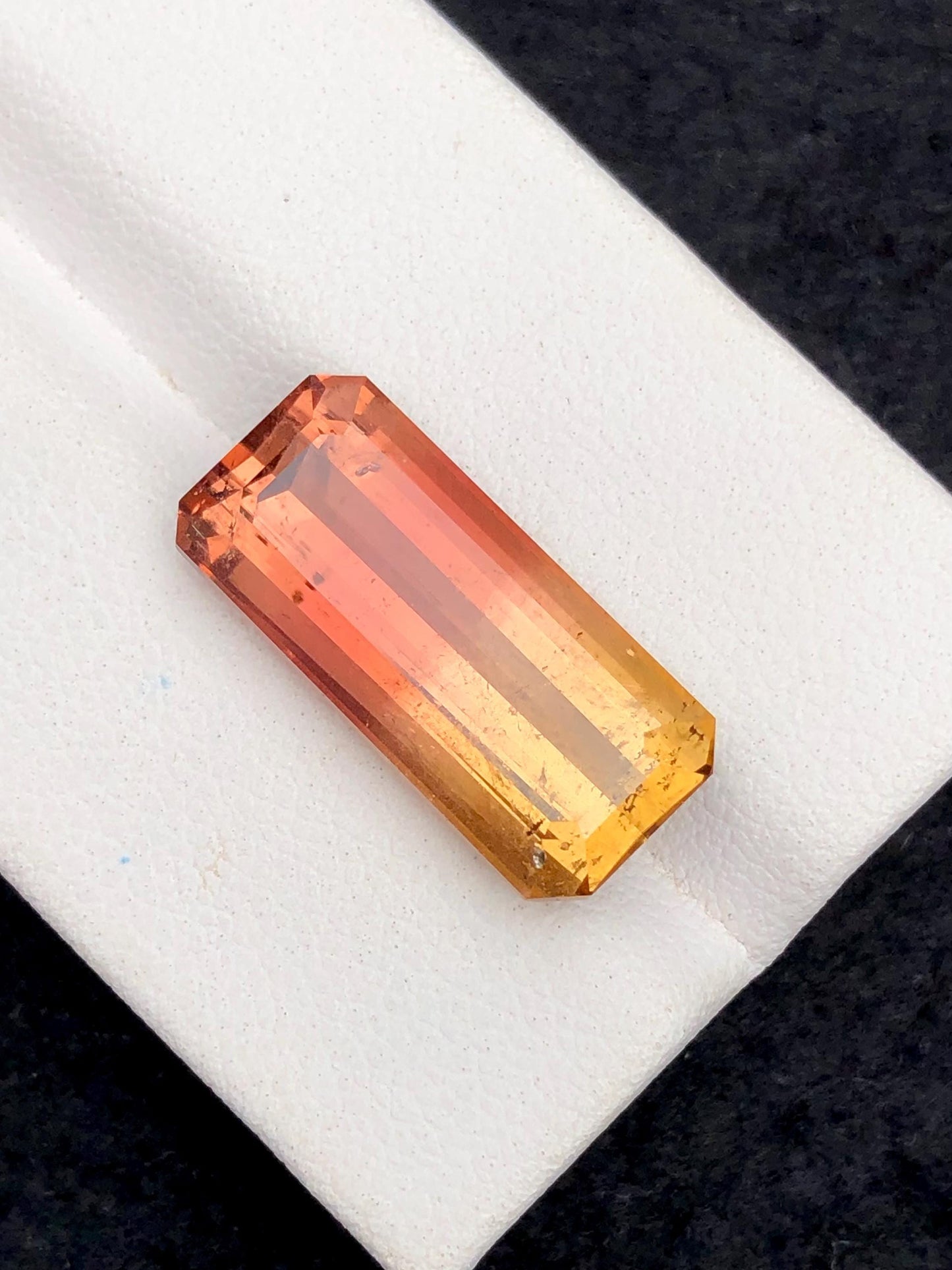 11.40 ct faceted unique bi colour tourmaline dimension:20*9*7mm