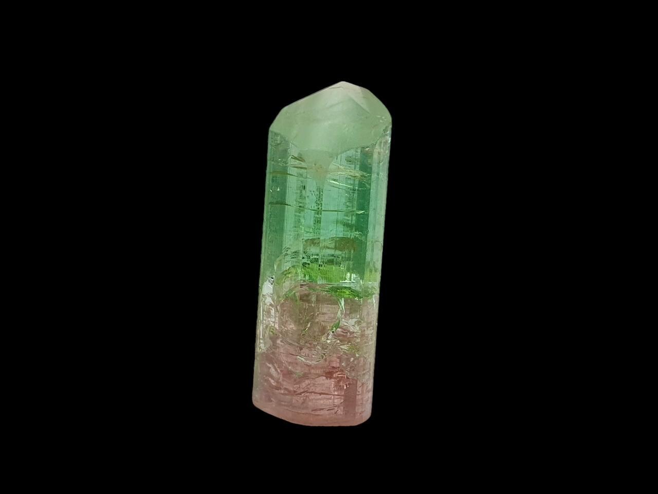 50 carats unique bi colour terminated tourmaline crystal