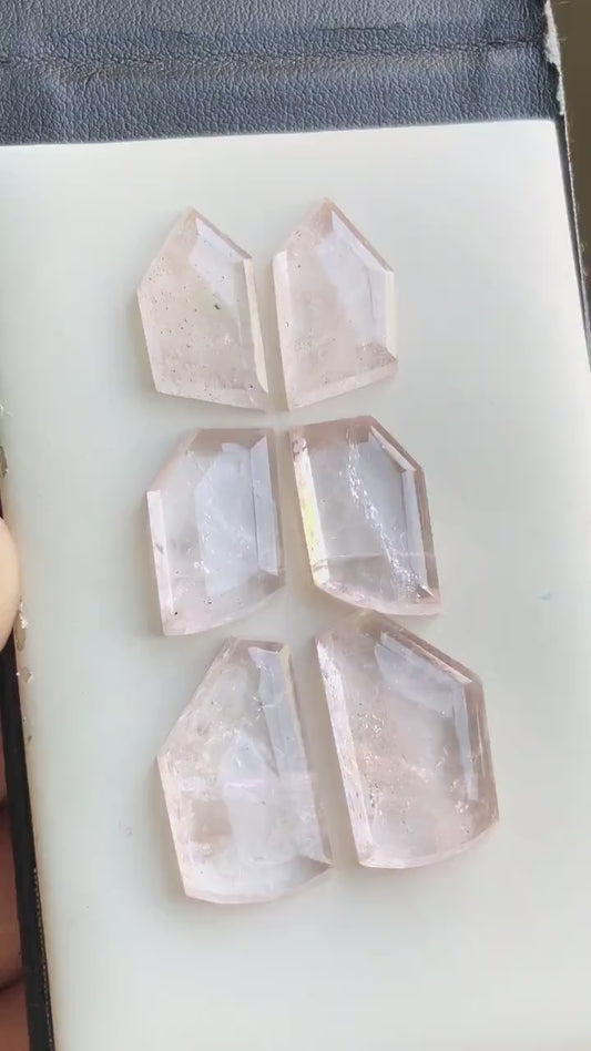 Morganite pairs rose cuts 87.40 carats