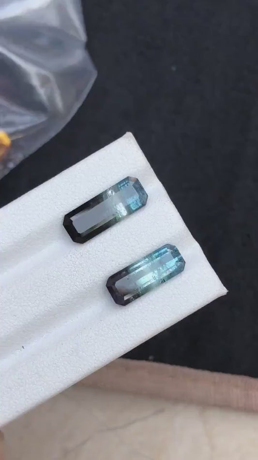 Bi colour tourmaline pair 6.85 carats