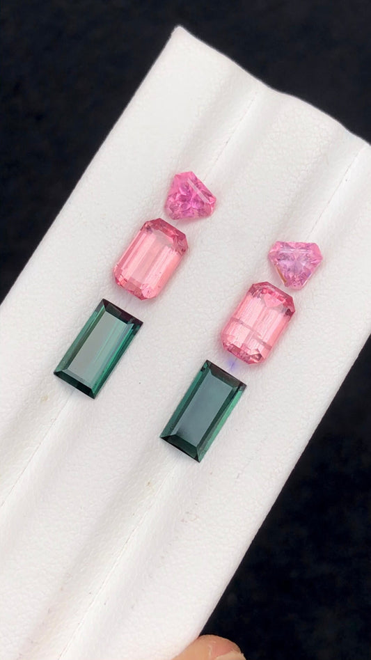 6.70 carats stunning natural afghani tourmaline pairs smaller pair:5mm longer 9mm