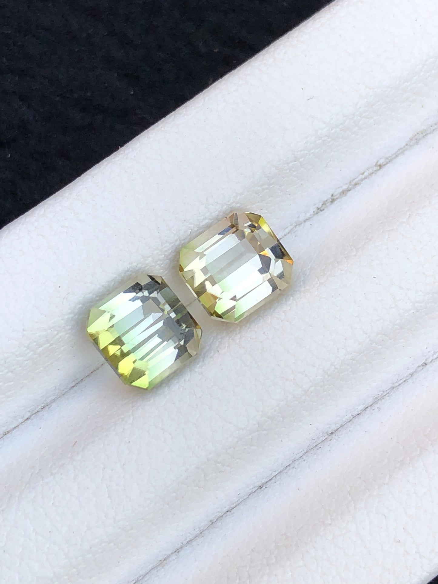 Yellow tourmaline pair 3.50 carats natural from Afghanistan kunar mines emerald cut perfect for earrings