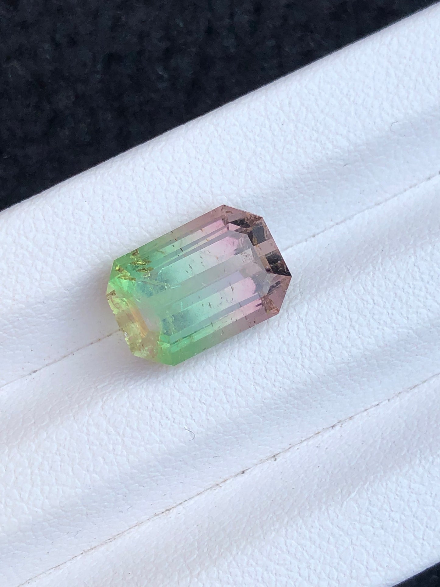 Bi colour tourmaline 6 carat emerald cut natural gemstone from Afghanistan