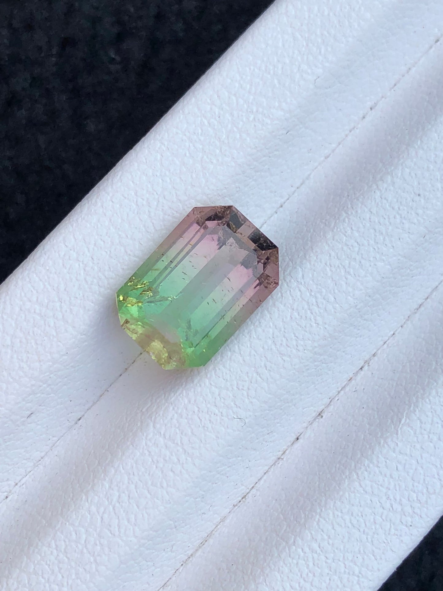 Bi colour tourmaline 6 carat emerald cut natural gemstone from Afghanistan