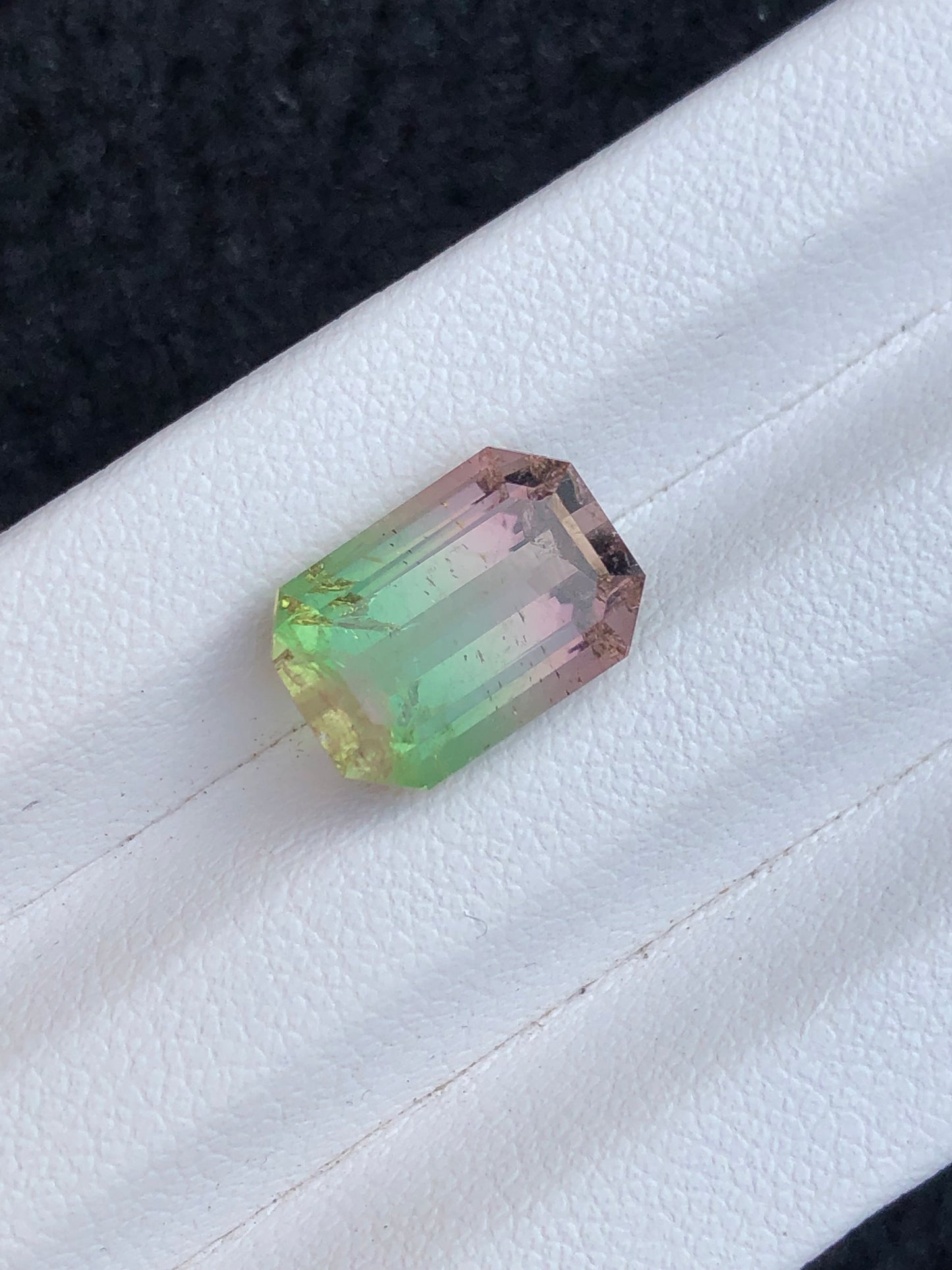 Bi colour tourmaline 6 carat emerald cut natural gemstone from Afghanistan