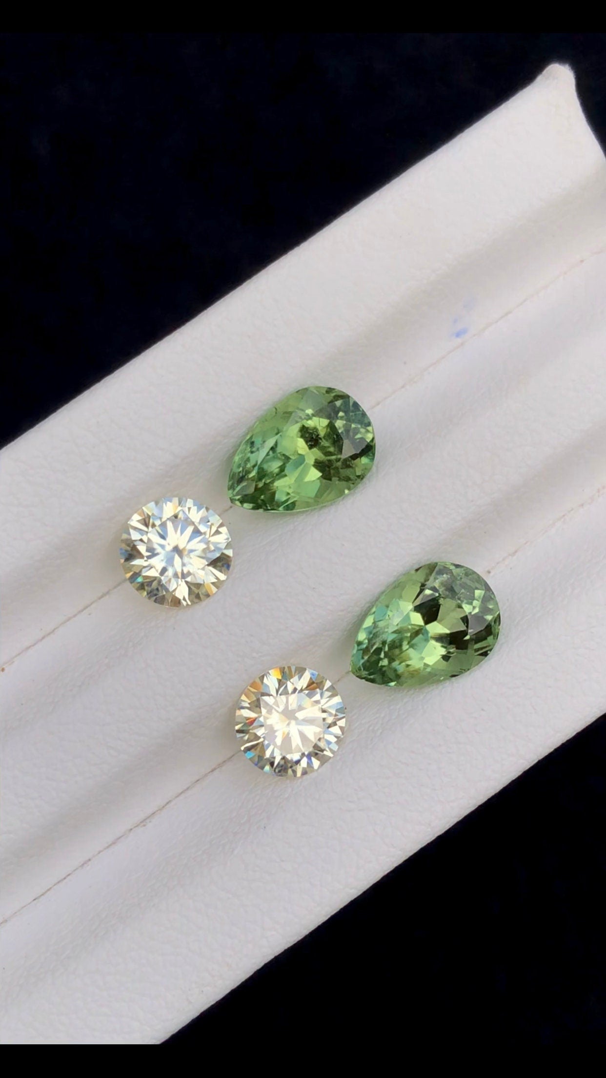 6 carats stunning natural top quality green tourmaline and moissanites pair