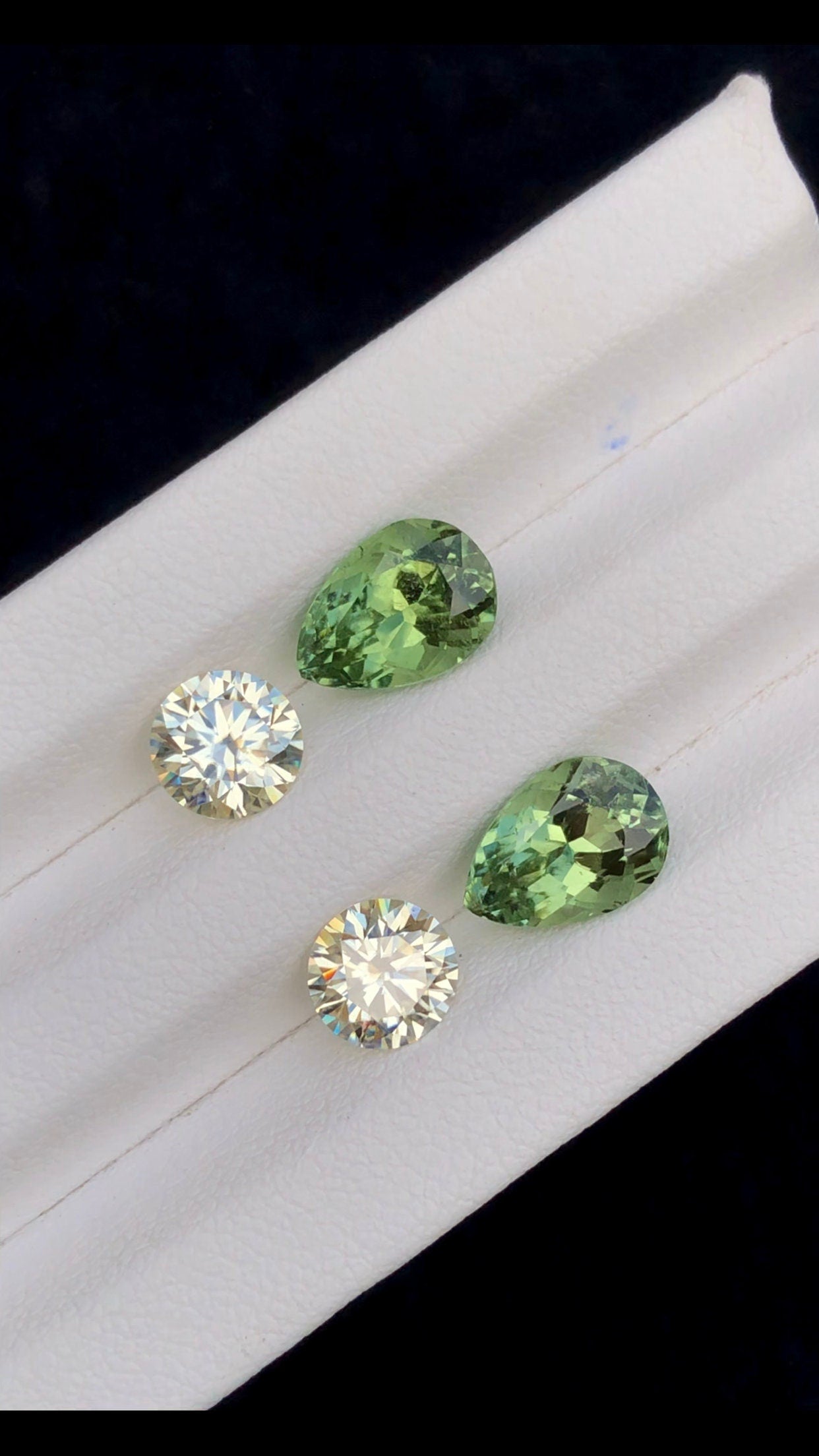 6 carats stunning natural top quality green tourmaline and moissanites pair