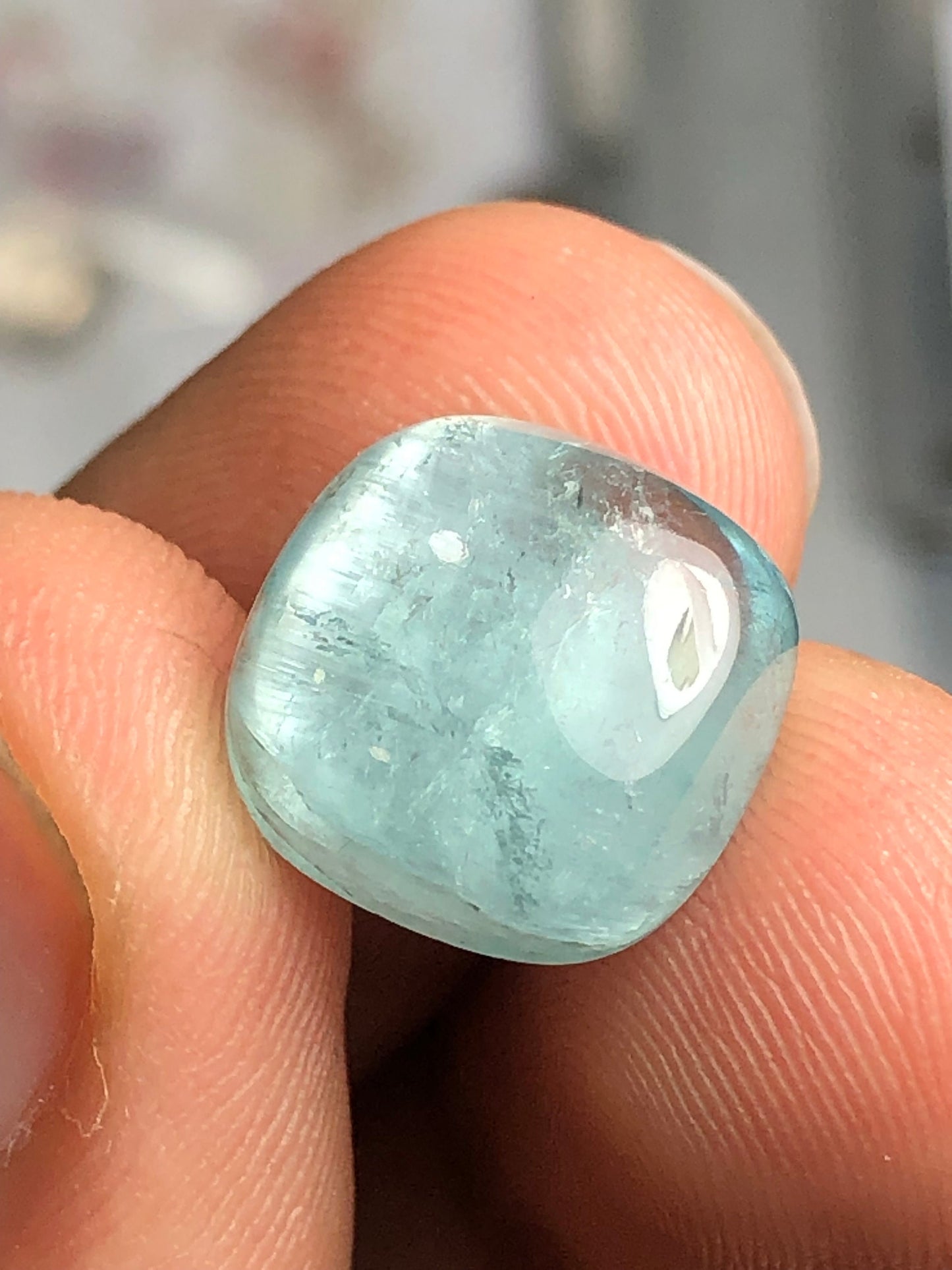 8.75 carat blue cats eye tourmaline cabochon