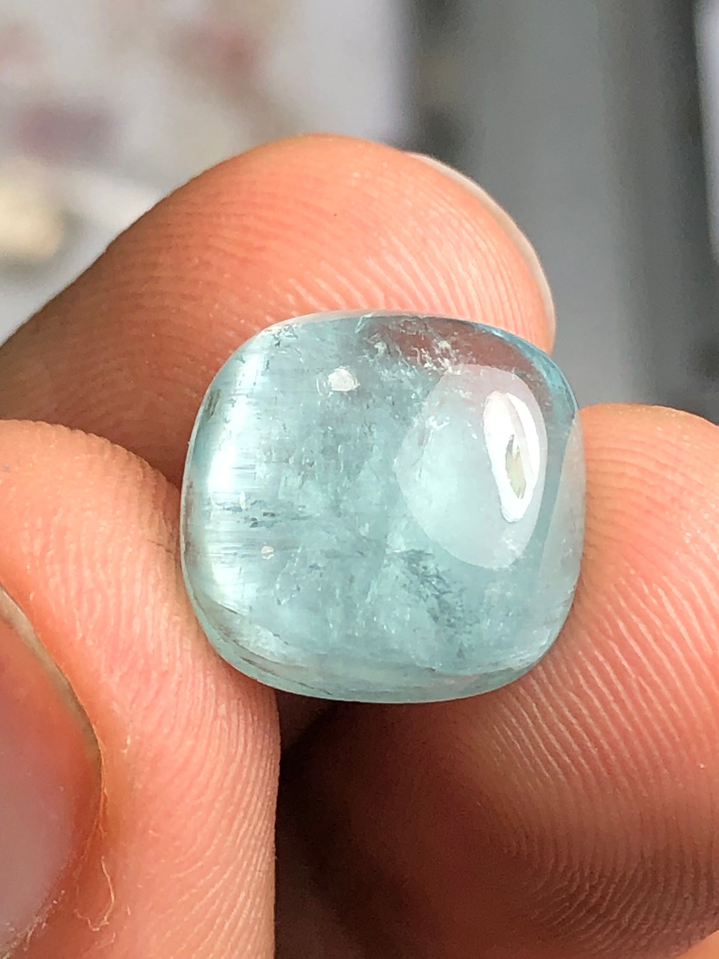 8.75 carat blue cats eye tourmaline cabochon