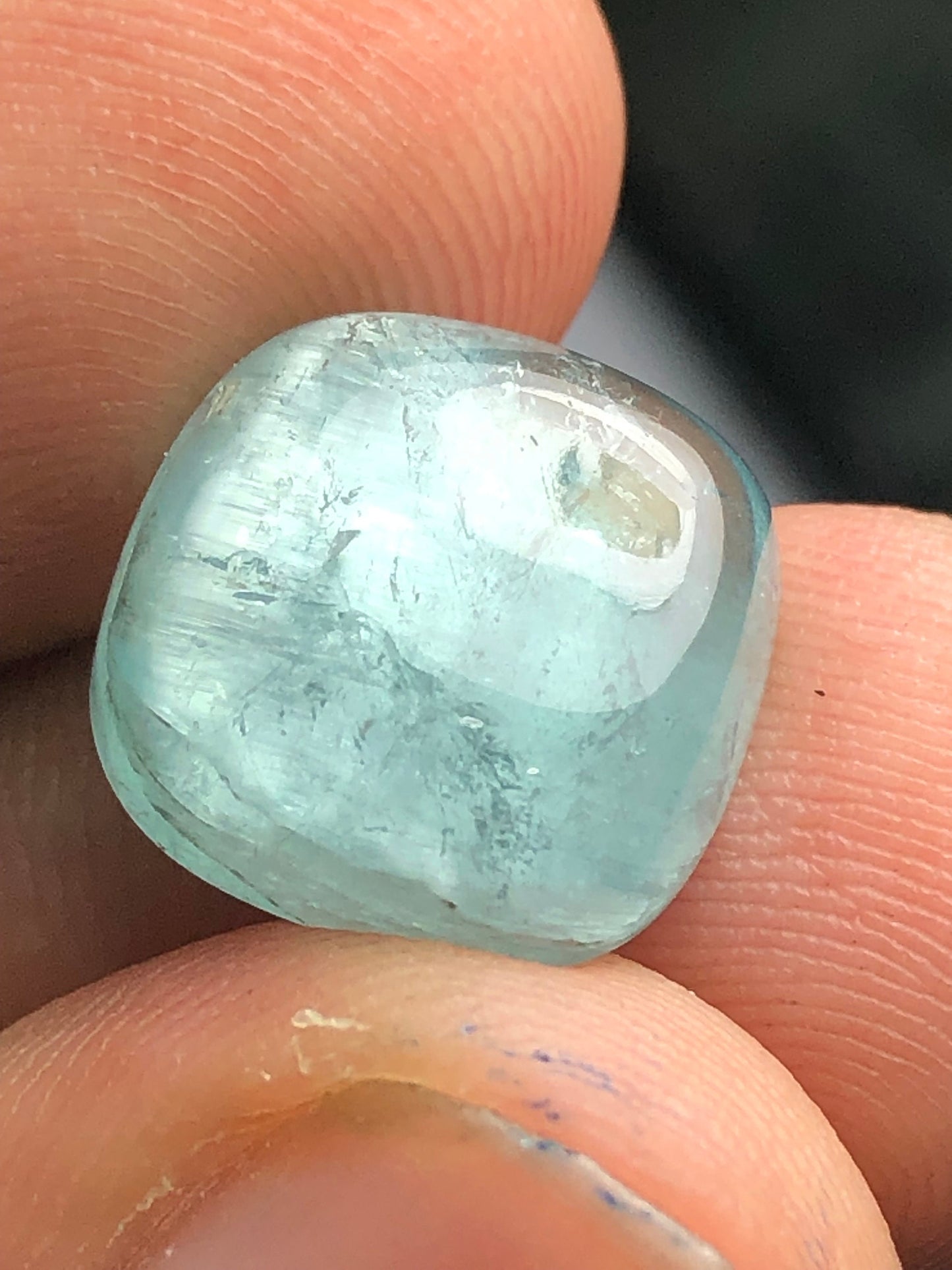 8.75 carat blue cats eye tourmaline cabochon