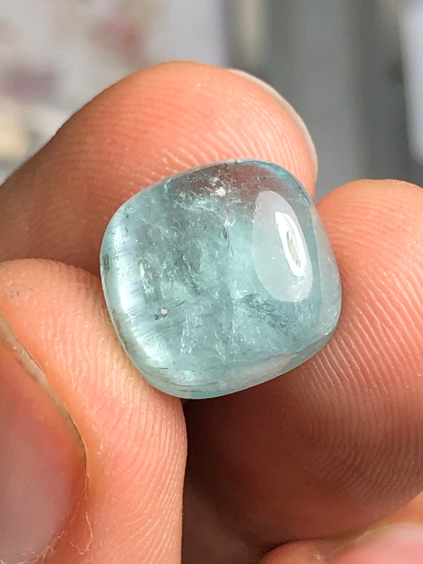 8.75 carat blue cats eye tourmaline cabochon