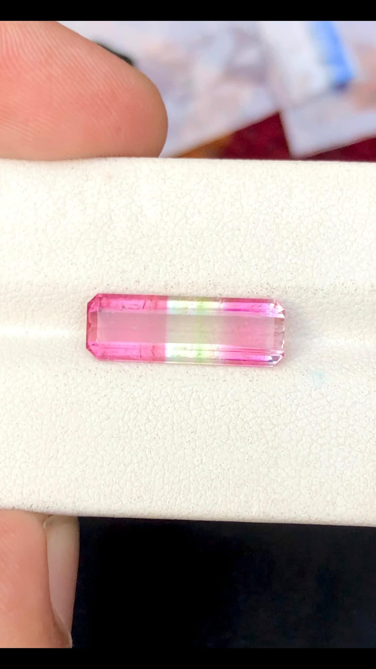 3.80 carats emerald cut unique tri colour tourmaline origin Afghanistan ,ring,loose gemstone,earrings,tourmaline earrings ,pendant,Rosecut