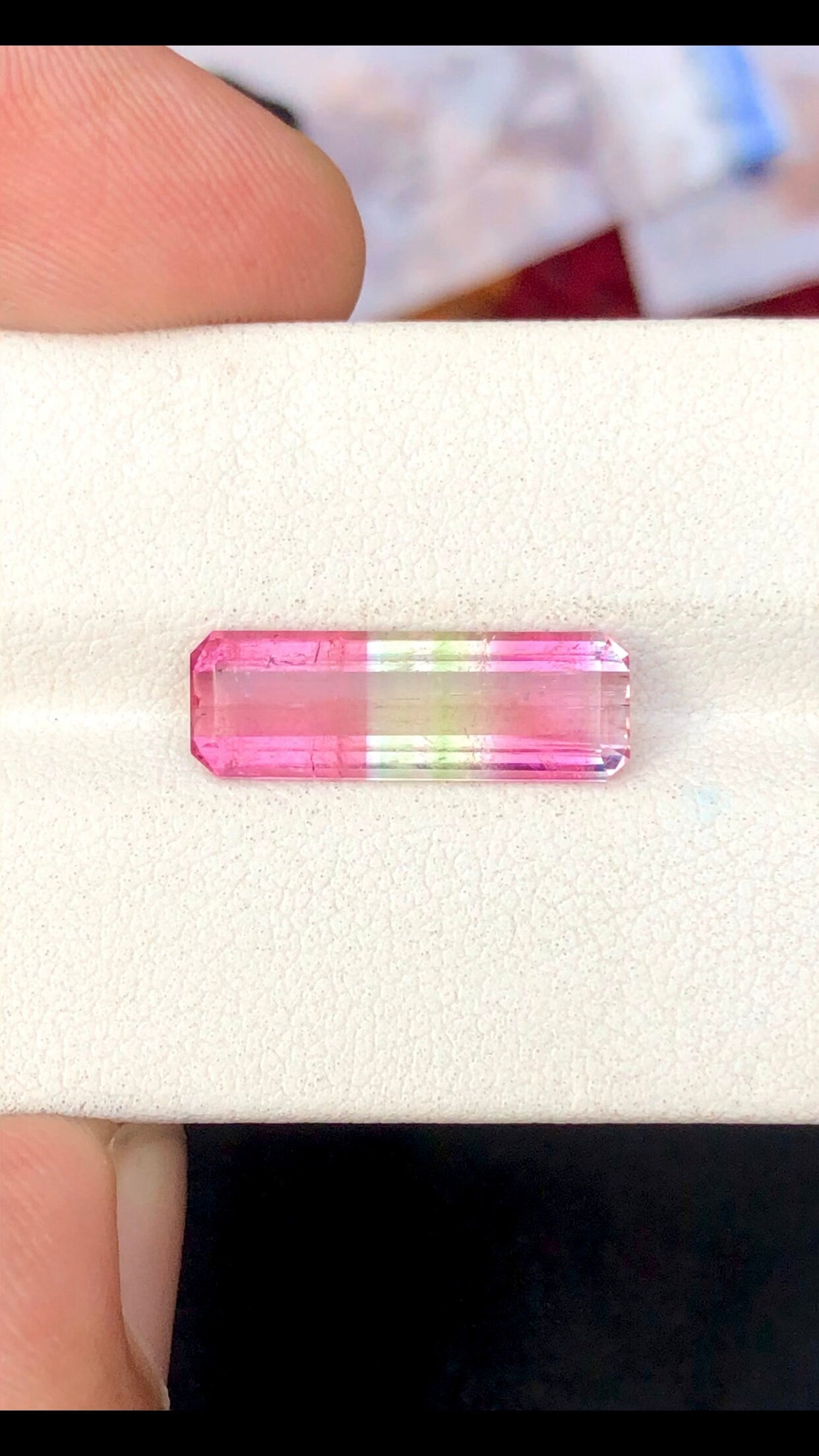 3.80 carats emerald cut unique tri colour tourmaline origin Afghanistan ,ring,loose gemstone,earrings,tourmaline earrings ,pendant,Rosecut