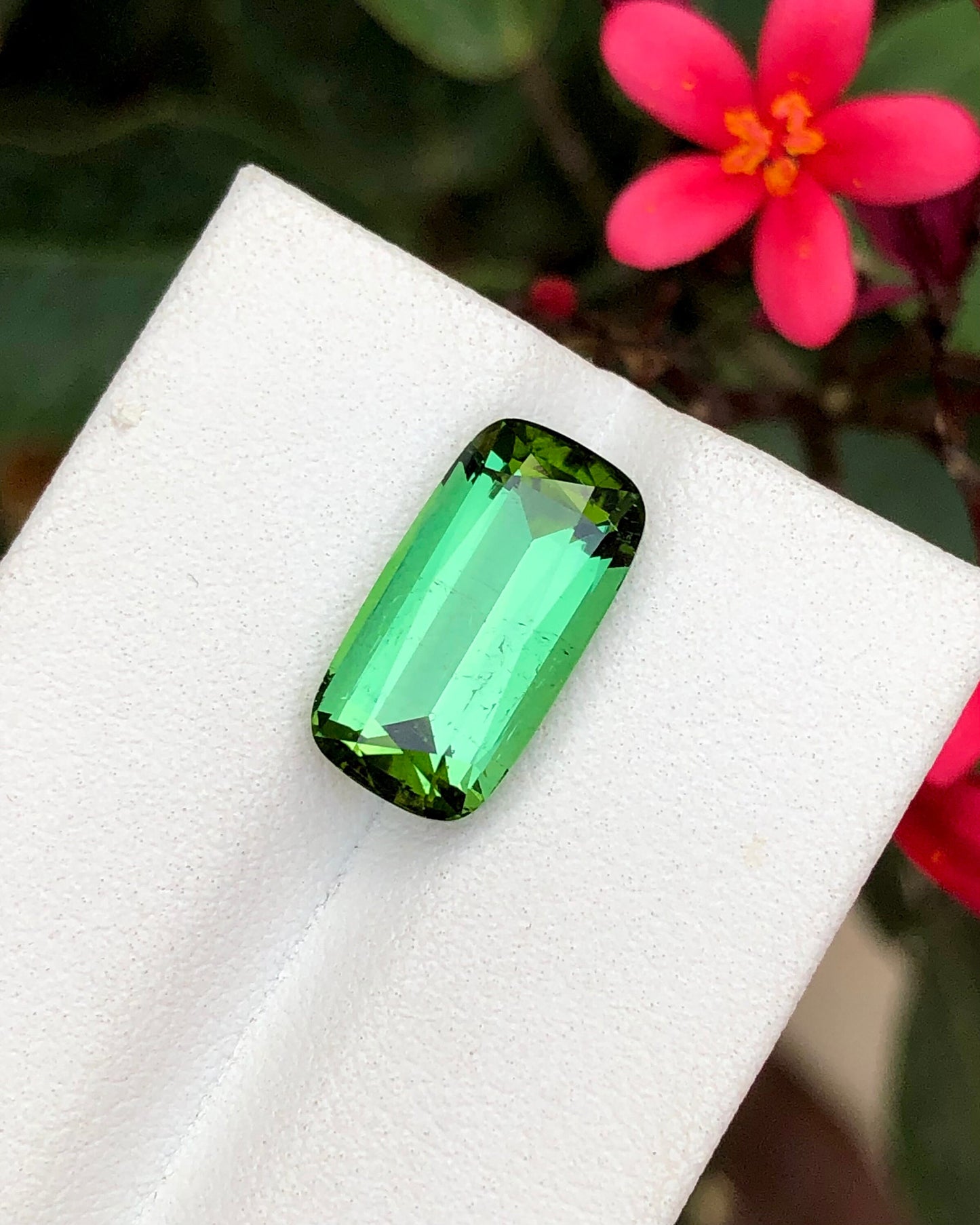 Green tourmaline 5.85 carat cushion cut natural gemstone from Afghanistan perfect for ring