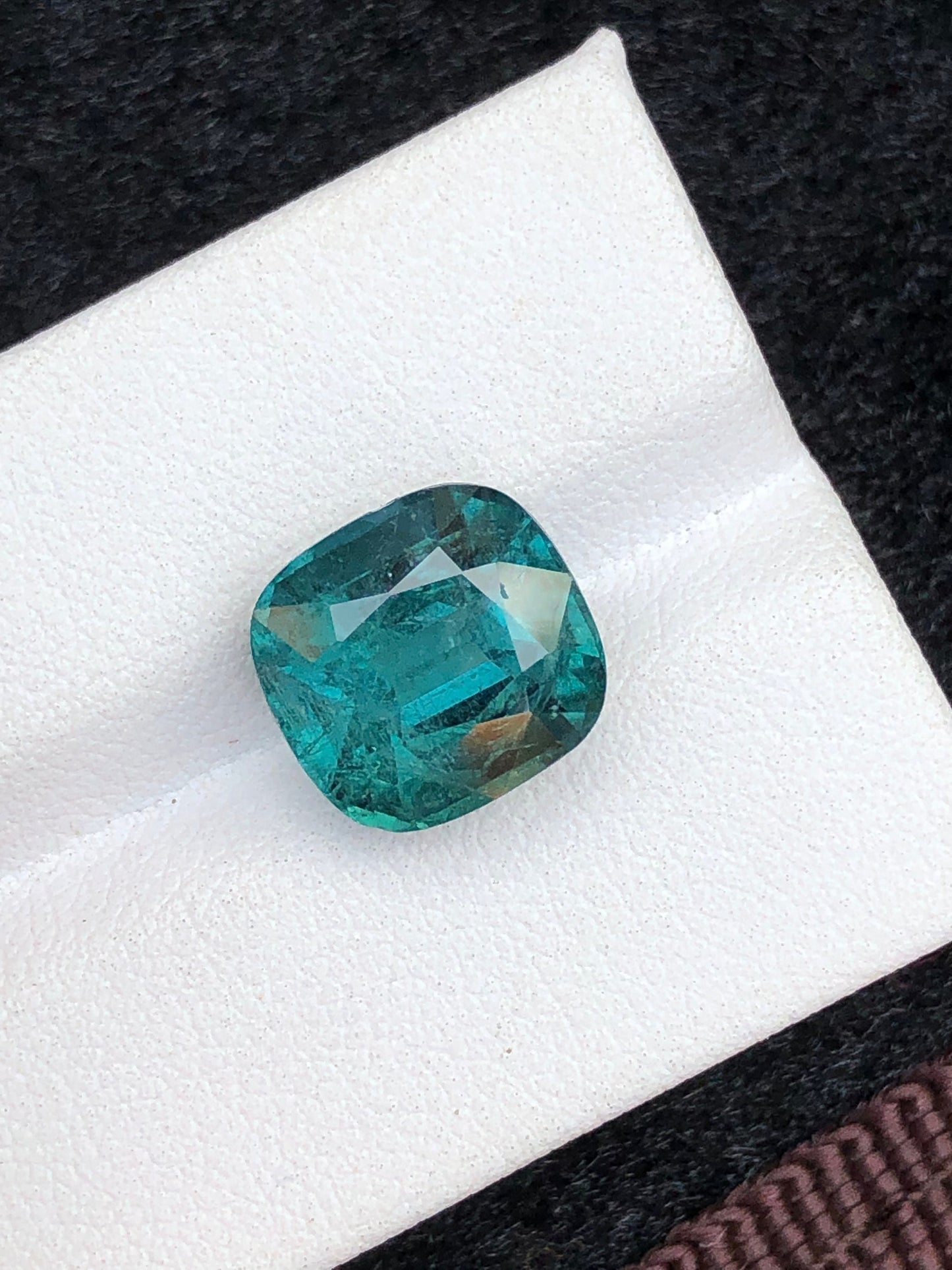 6.35 carat gorgeous cushion cut indicolite tourmaline , earrings,loose gemstone, ring, jewellery