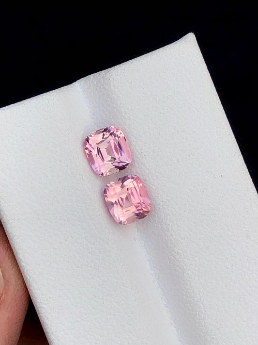 baby pink tourmaline 2.35 carats pair origin Afghanistan cushion cut perfect for earrings,loose gemstone,