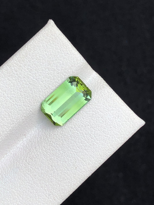 Green tourmaline from Jaba mine natural 3.15 carat emerald cut loose gemstone