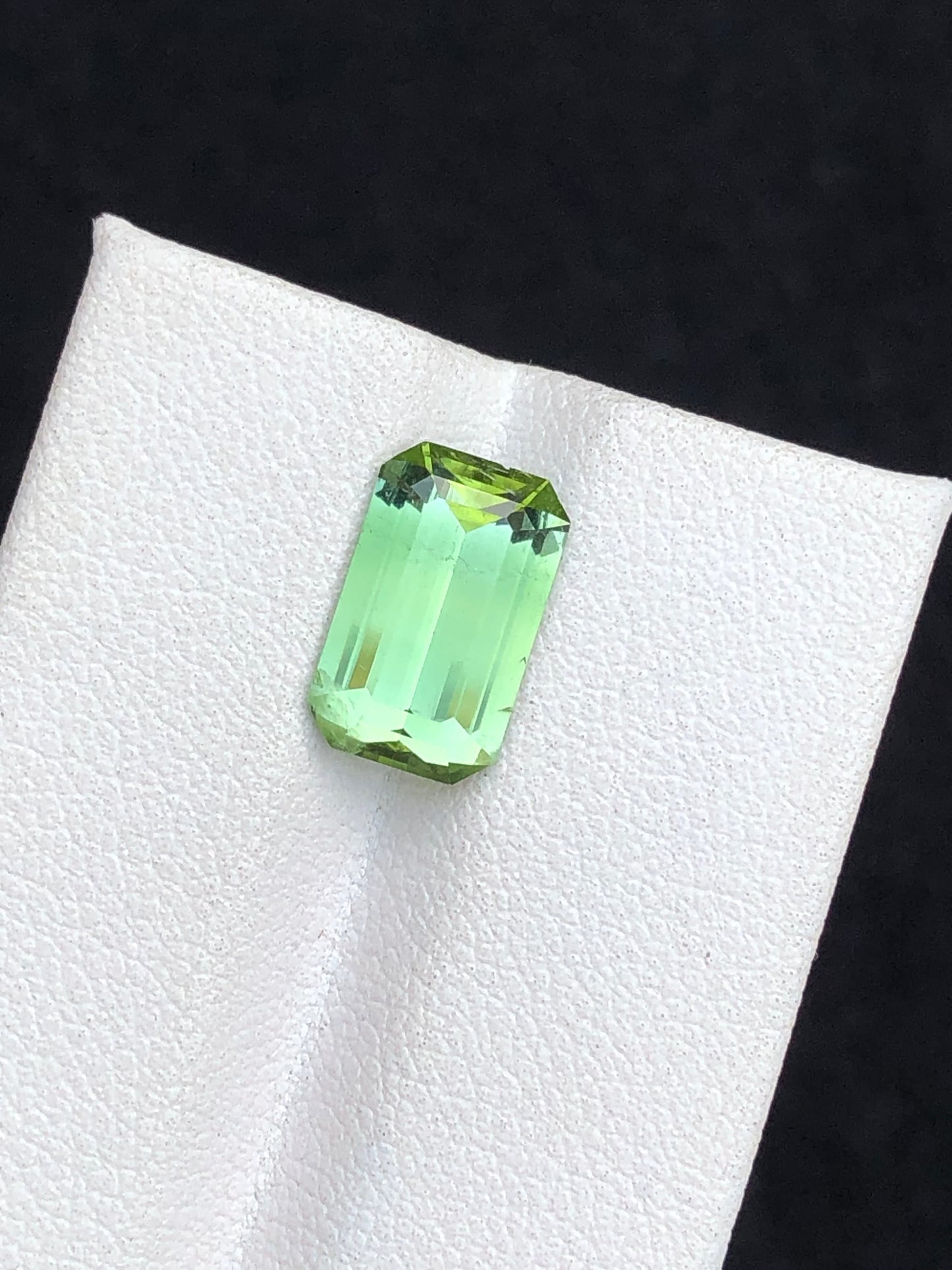 Green tourmaline from Jaba mine natural 3.15 carat emerald cut loose gemstone