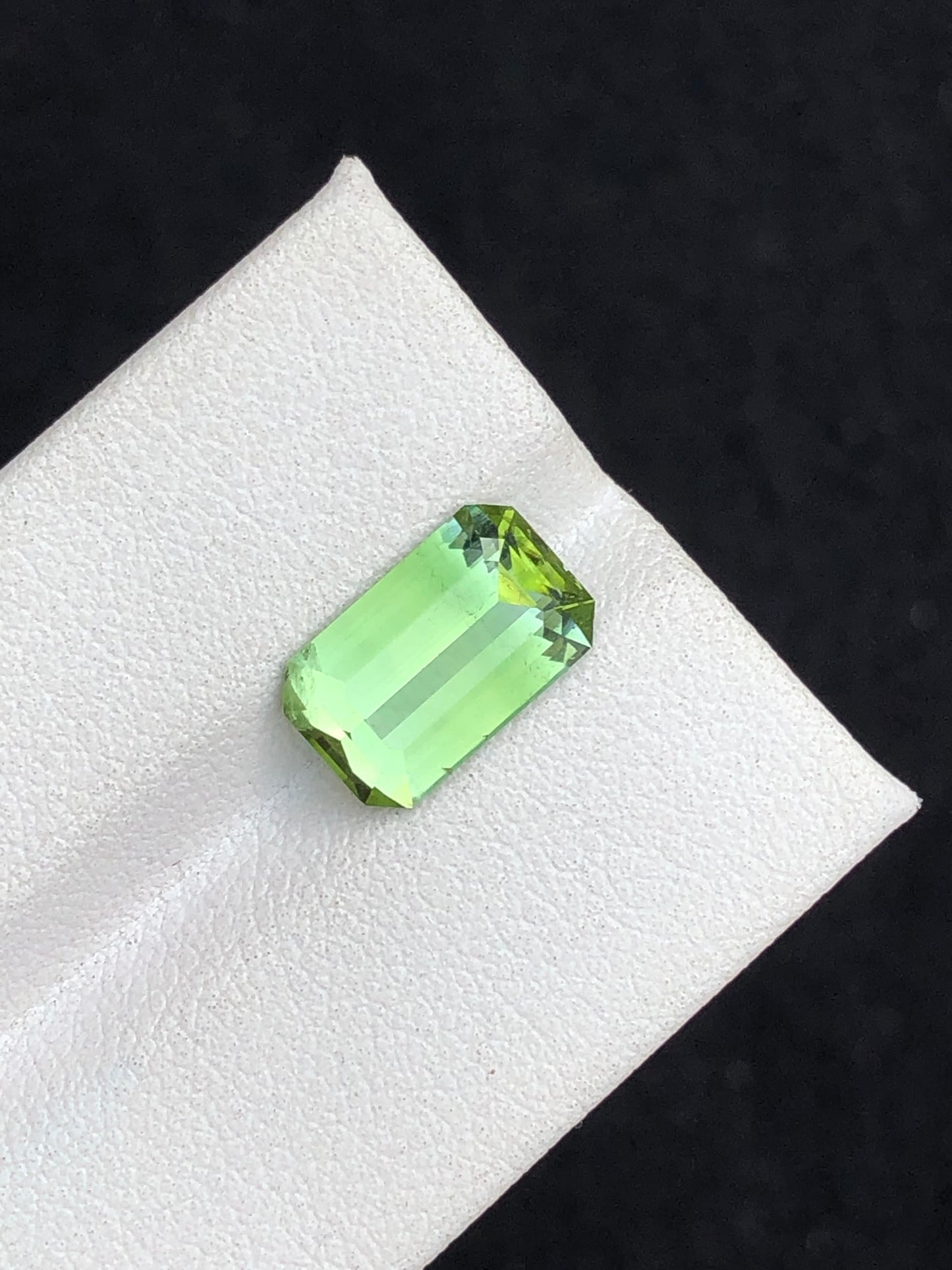 Green tourmaline from Jaba mine natural 3.15 carat emerald cut loose gemstone